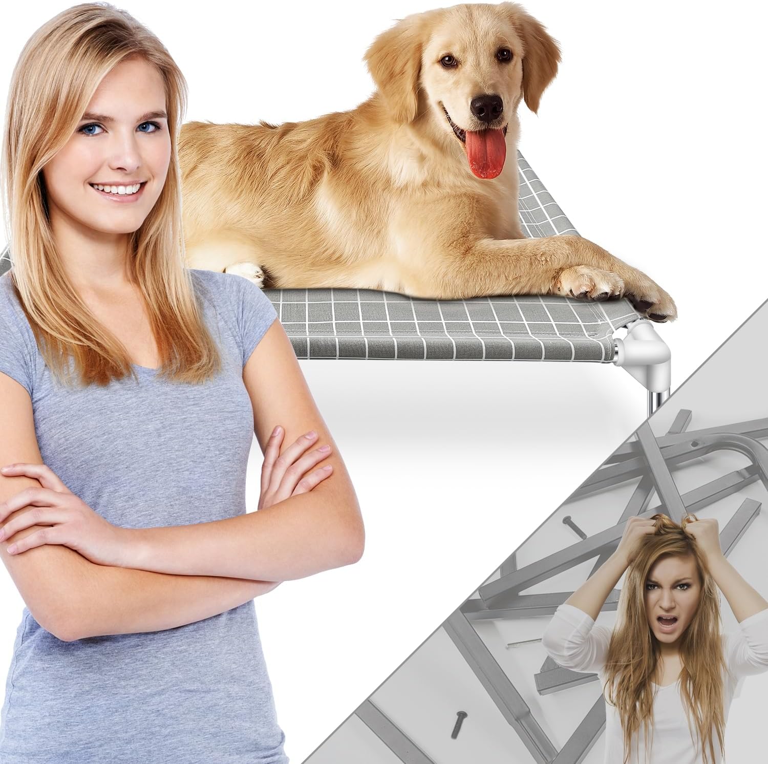 Cama elevada para perros, cuna para mascotas, camas para perros grandes  Cama elevada desmontable para gatos y perros grandes