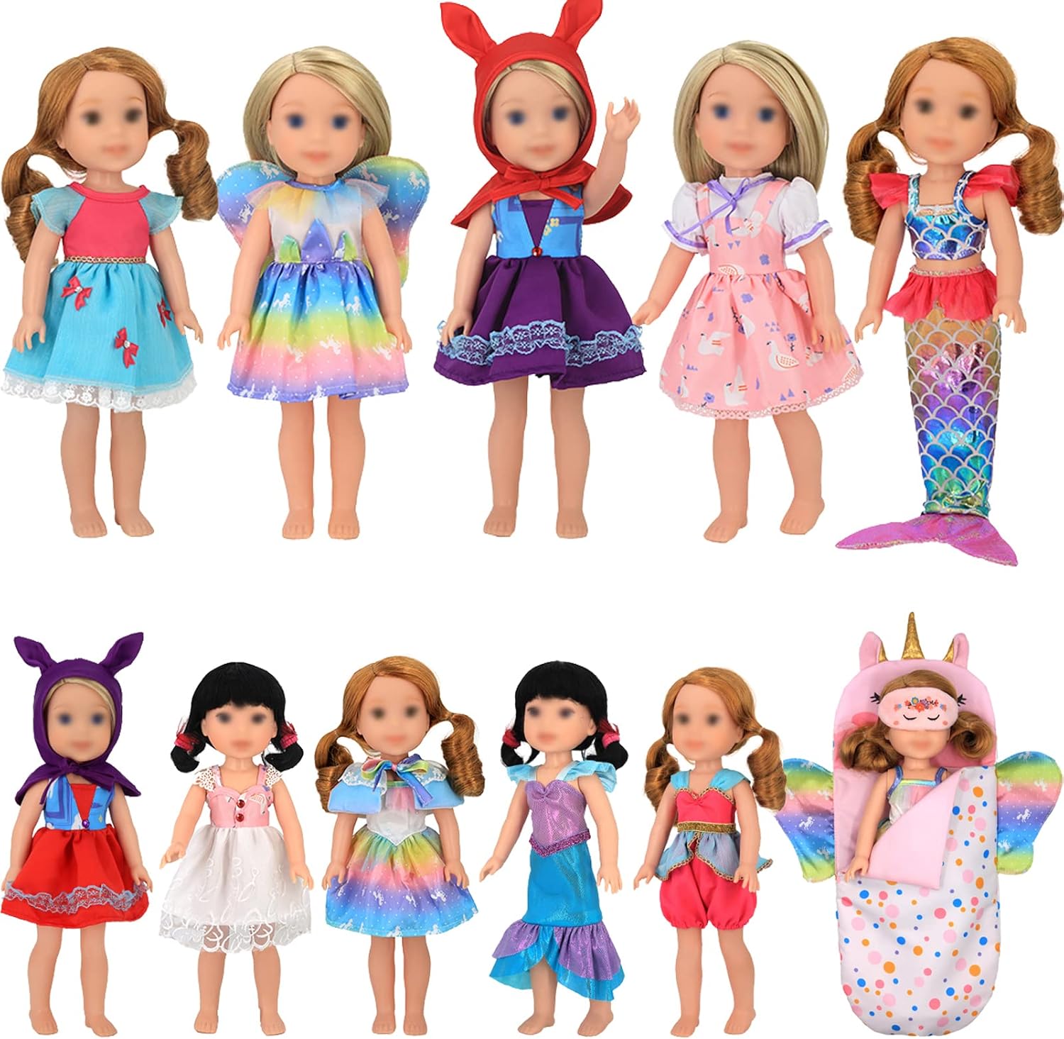 SOTOGO 11 conjuntos de ropa de muñeca americana Wellie trajes de trajes de pijama, trajes de baño, ropa de muñeca de los deseadores de niñas para