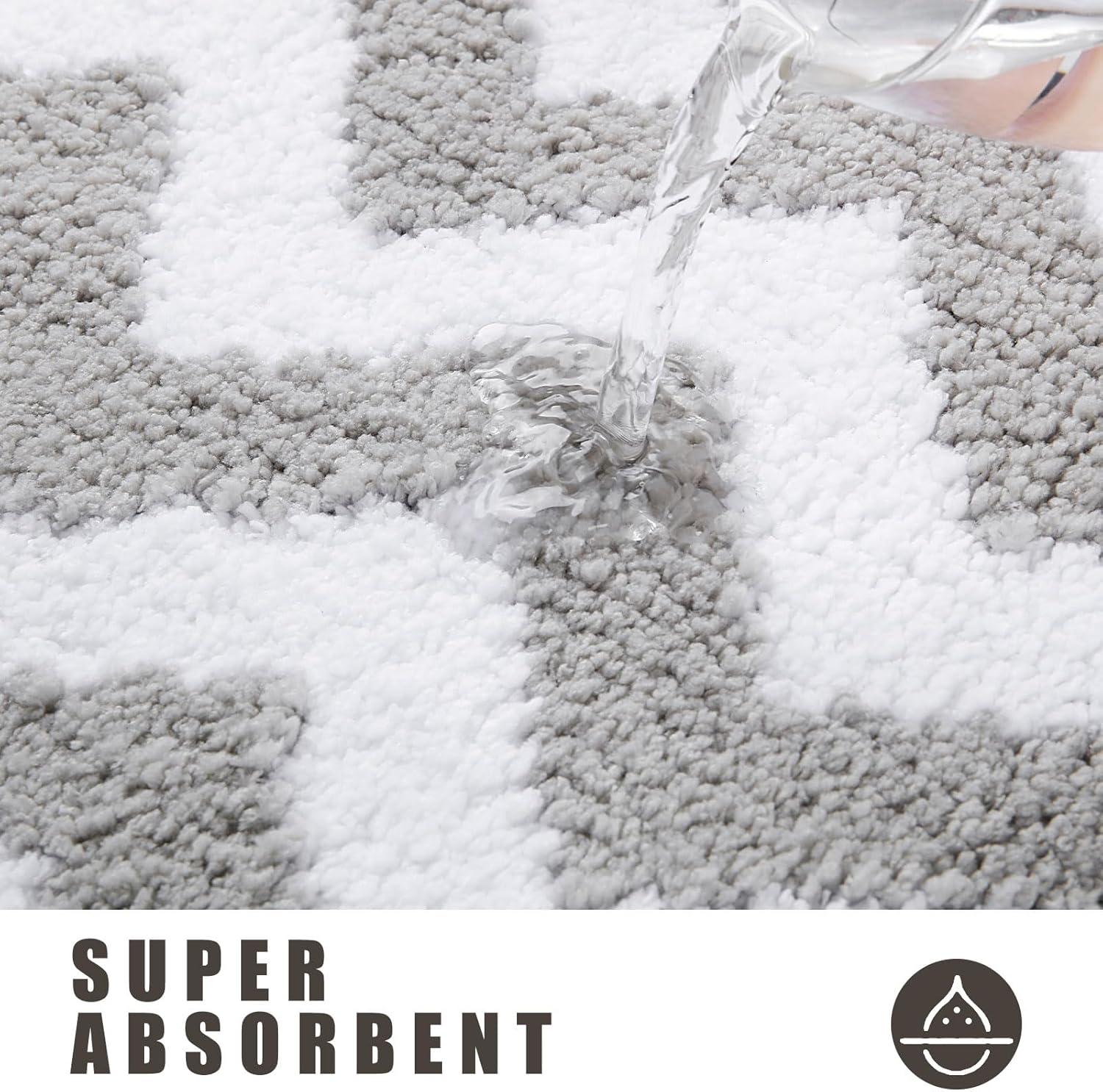Carmoion Alfombra de baño de felpa de microfibra antideslizante, lavable a máquina y súper absorbente, cómoda y suave alfombra de baño para bañera,