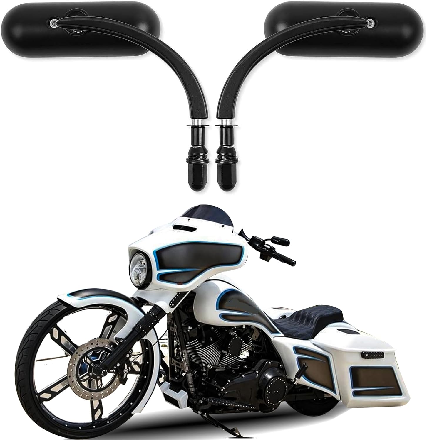 DREAMIZER Espejos laterales universales ovalados para motocicleta, color negro, compatibles con Harley Street Bike Scooter Chopper Cruiser Sportster