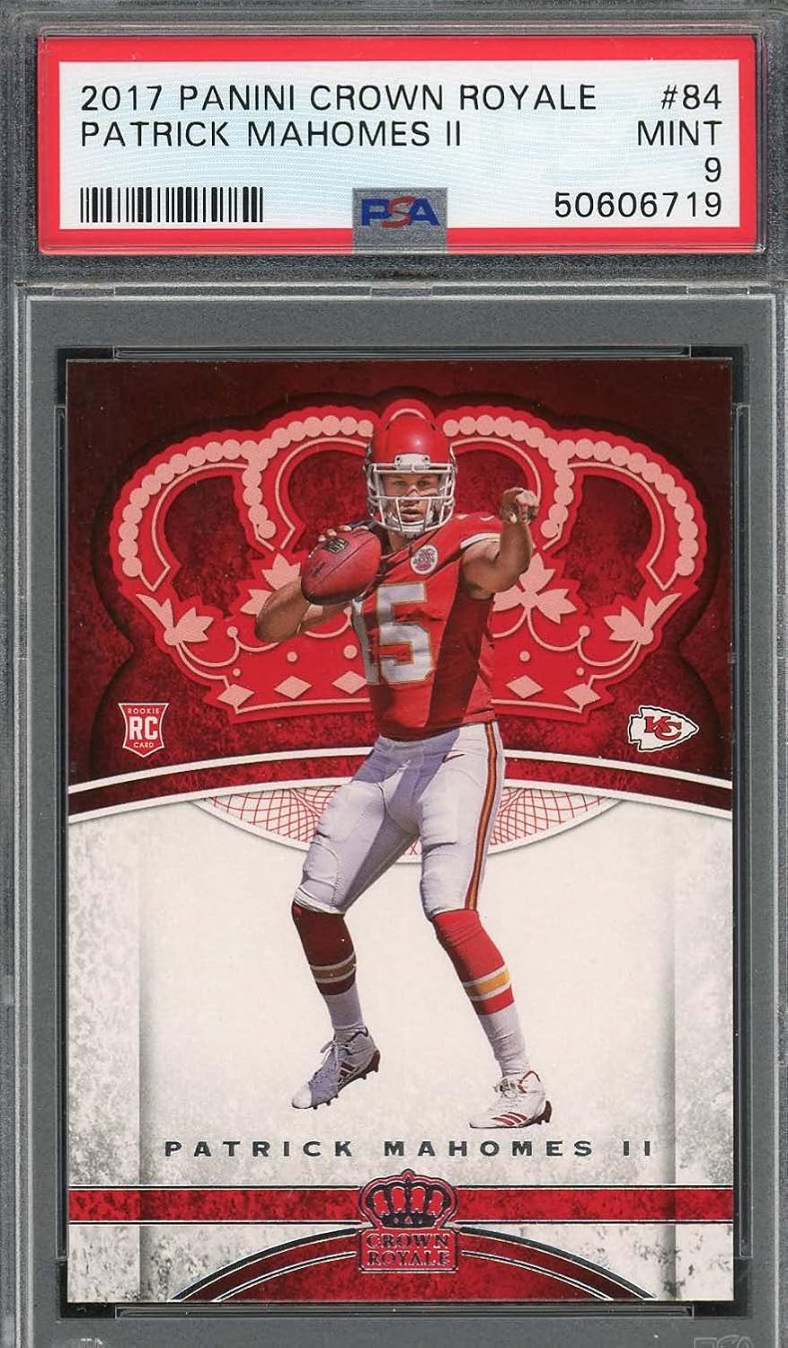 Patrick Mahomes 2017 Panini Crown Royale Football Rookie Card #84 PSA 9