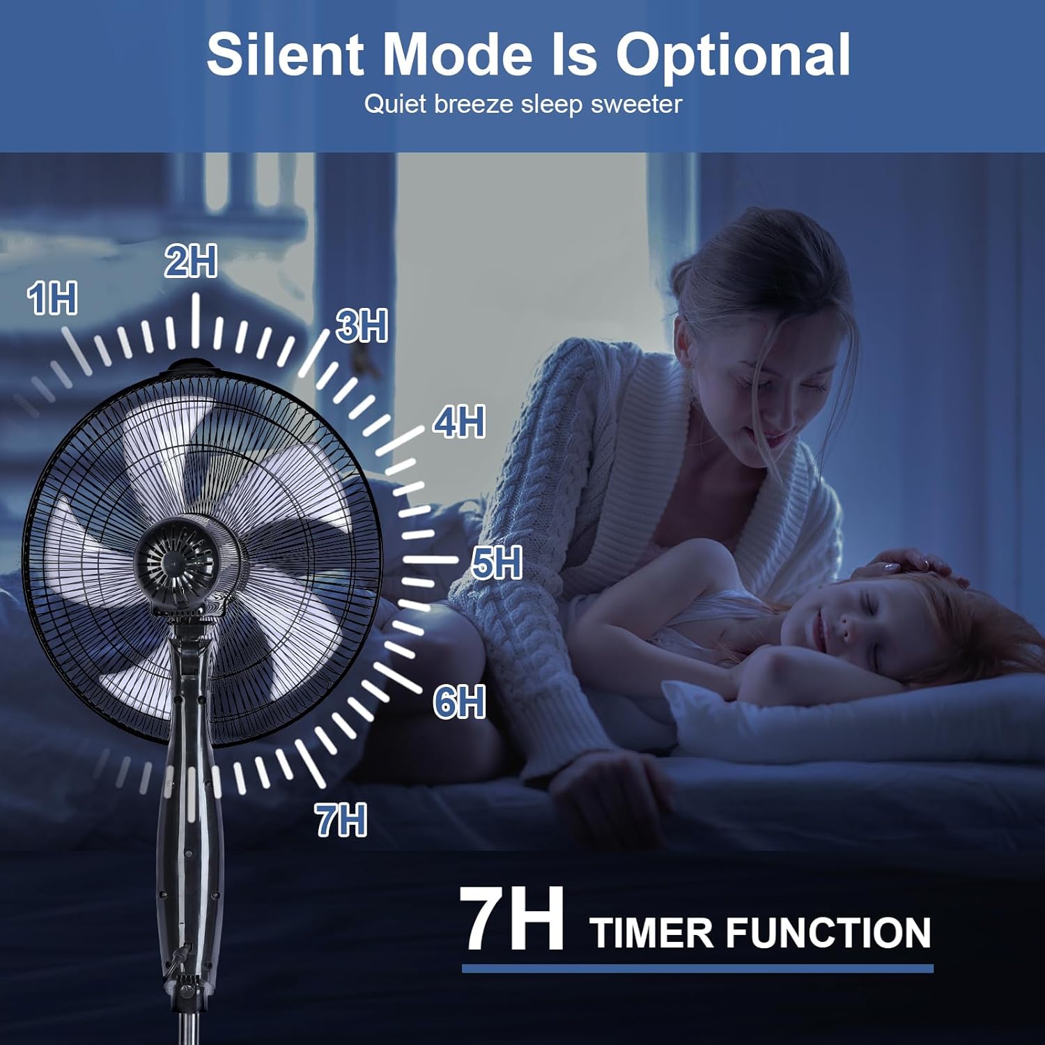 Simple Deluxe Ventilador avanzado de 16 pulgadas con control remoto, altura ajustable, 3 velocidades, oscilación de 45 grados y temporizador para