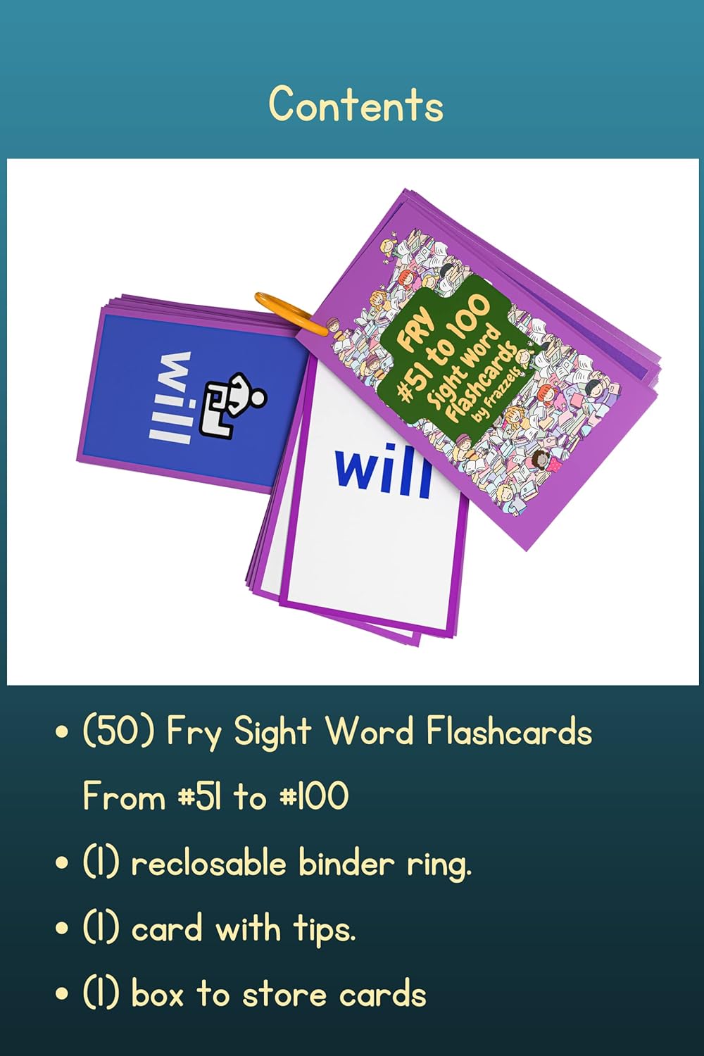 Fry Sight Words – Tarjetas flash de 51 a 100 años con imágenes para edades de 5 años en adelante para jardín de infantes y primer grado