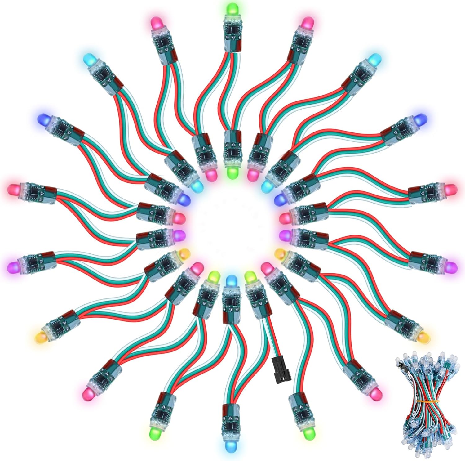 Kittmip Paquete de 50 unidadespaquete de 12 V y 0.472 in de CC de luz LED digital difusa de píxeles LED direccionables individualmente, módulo de