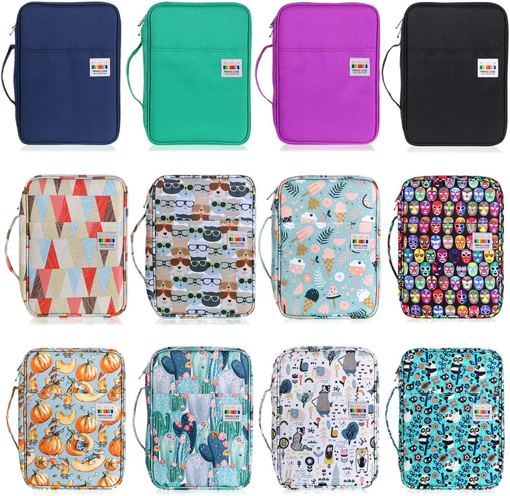 BTSKY Estuche para lápices de colores con 220 ranuras para lápices y lápices con práctico envoltorio portátil, soporte multicapa para lápices de