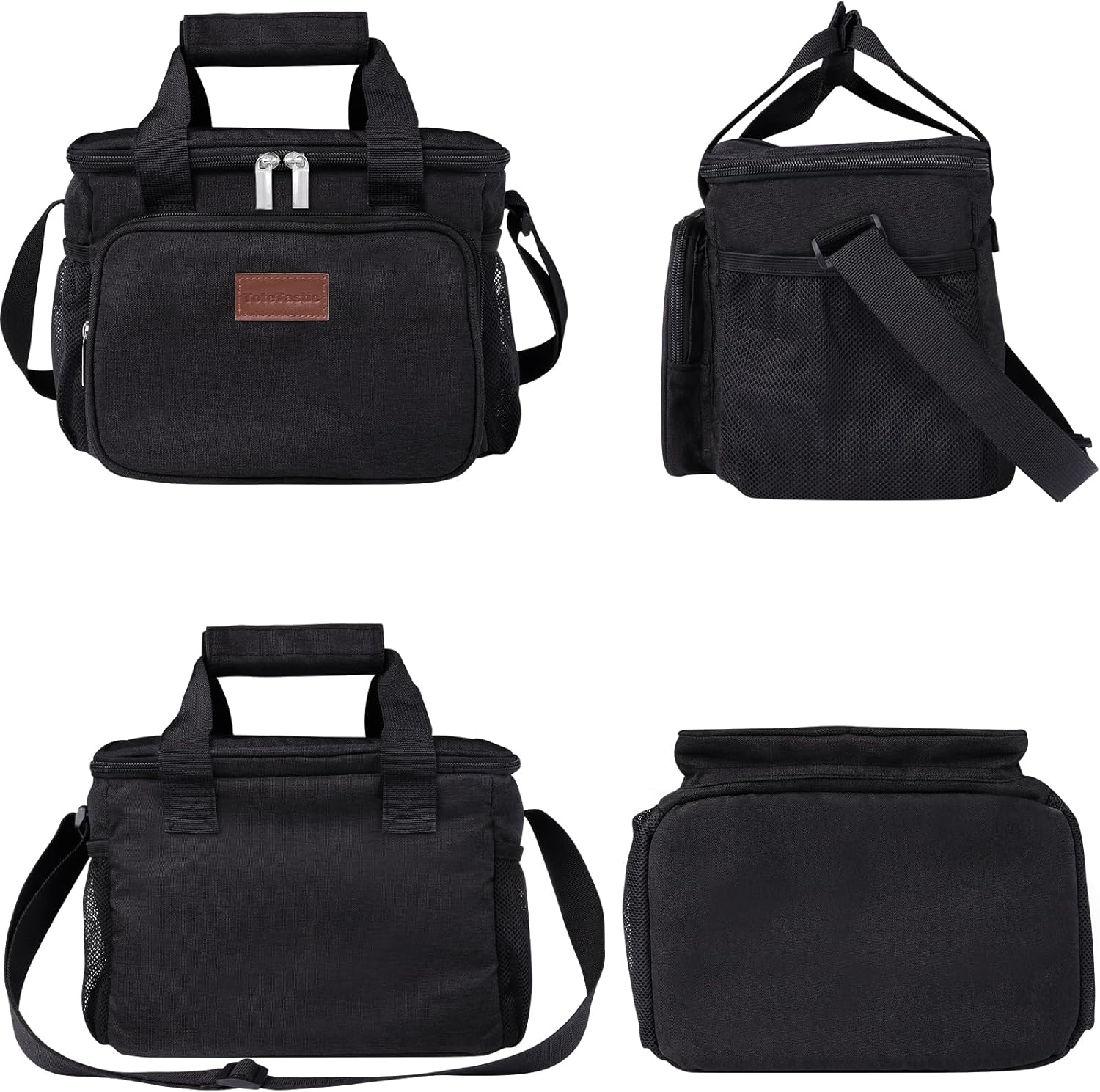 Lonchera reutilizable aislada para mujereshombres, bolsa de almuerzo a prueba de fugas con correa ajustable para el hombro, bolsillo frontal con