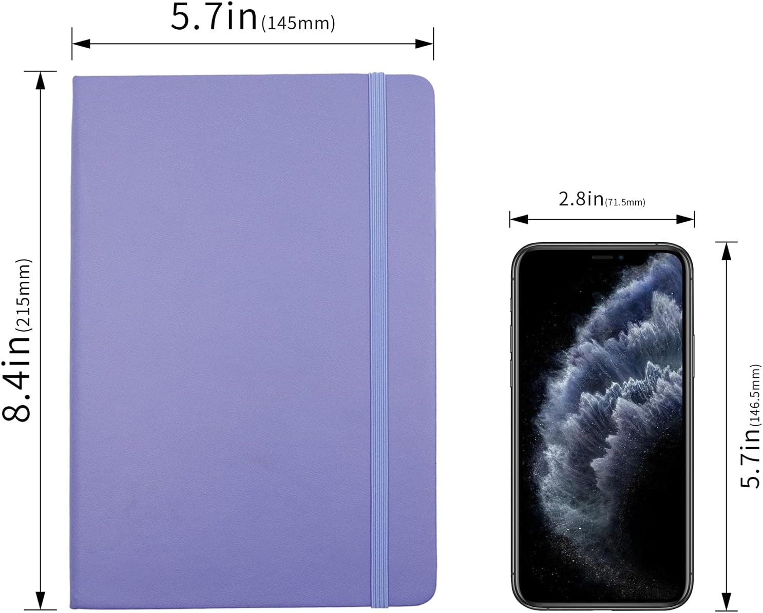 Deziliao – Cuaderno de tapa dura de 160 páginas, cuadernos a rayas para el trabajo, papel grueso prémium de 100GSM, con bolsillo, tamaño mediano de