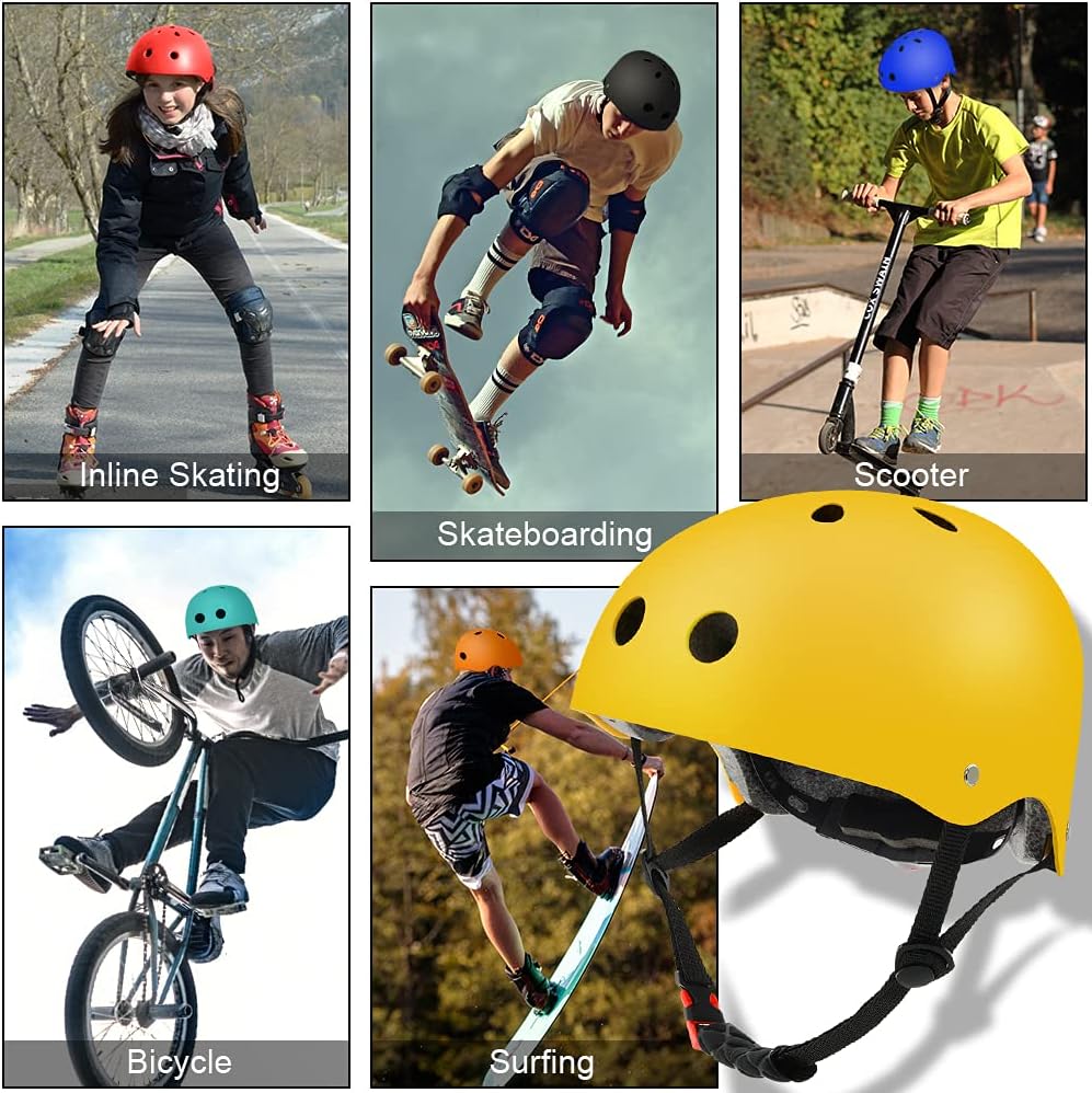Casco de monopatín, casco de bicicleta para niños, jóvenes y adultos, certificado CPSC, ajustable para monopatín multideportivo, scooter, patinaje,
