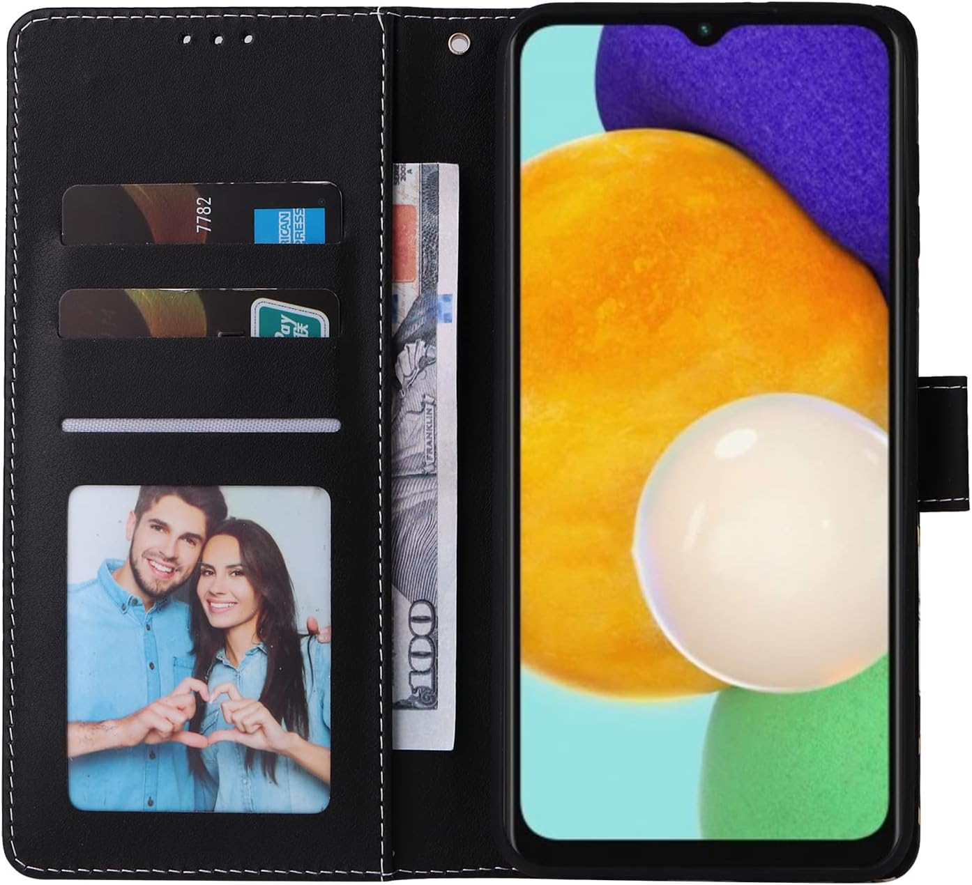 Asuwish Compatible con Samsung Galaxy A13 5G – Funda tipo cartera y protector de pantalla de vidrio templado, funda de cuero con función atril para