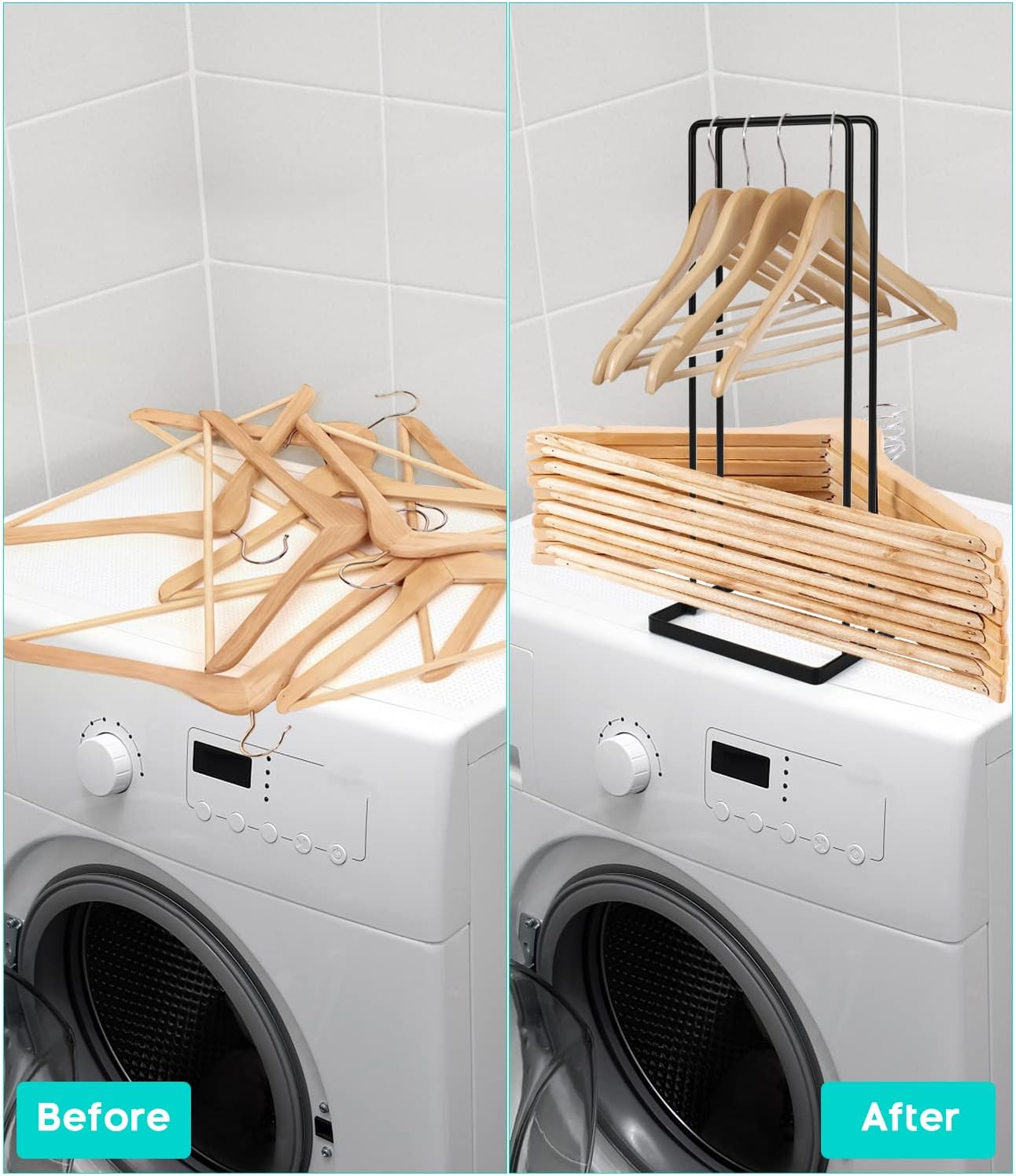 Soporte apilador de almacenamiento, soporta hasta 110 perchas de alambre para ropa de lavandería, armario, ahorro de espacio, organizador portátil y