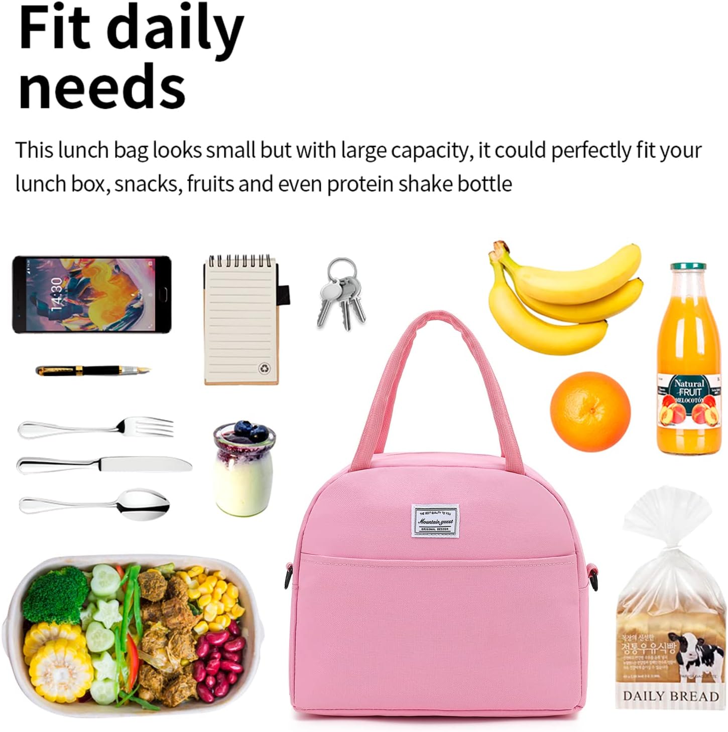 Bolsa de almuerzo reutilizable con aislamiento térmico para adultos, resistente al agua, bolsa de almuerzo para mujereshombres, trabajo, picnic,