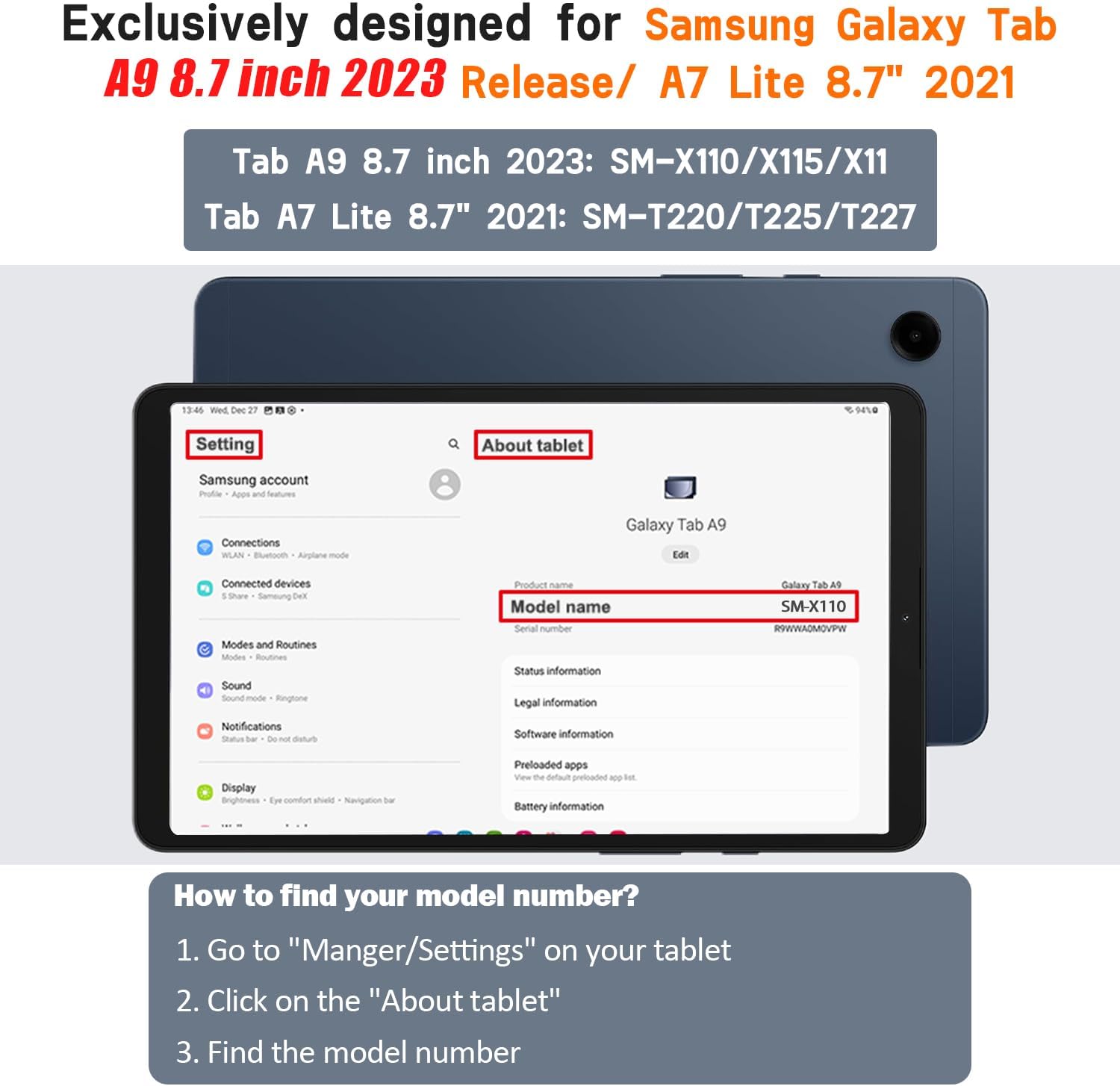 AVAWO Funda infantil para Samsung Galaxy Tab A9 2023 de 8.7 pulgadasA7 Lite 2021, con correa, a prueba de golpes, soporte de mango ligero 2023
