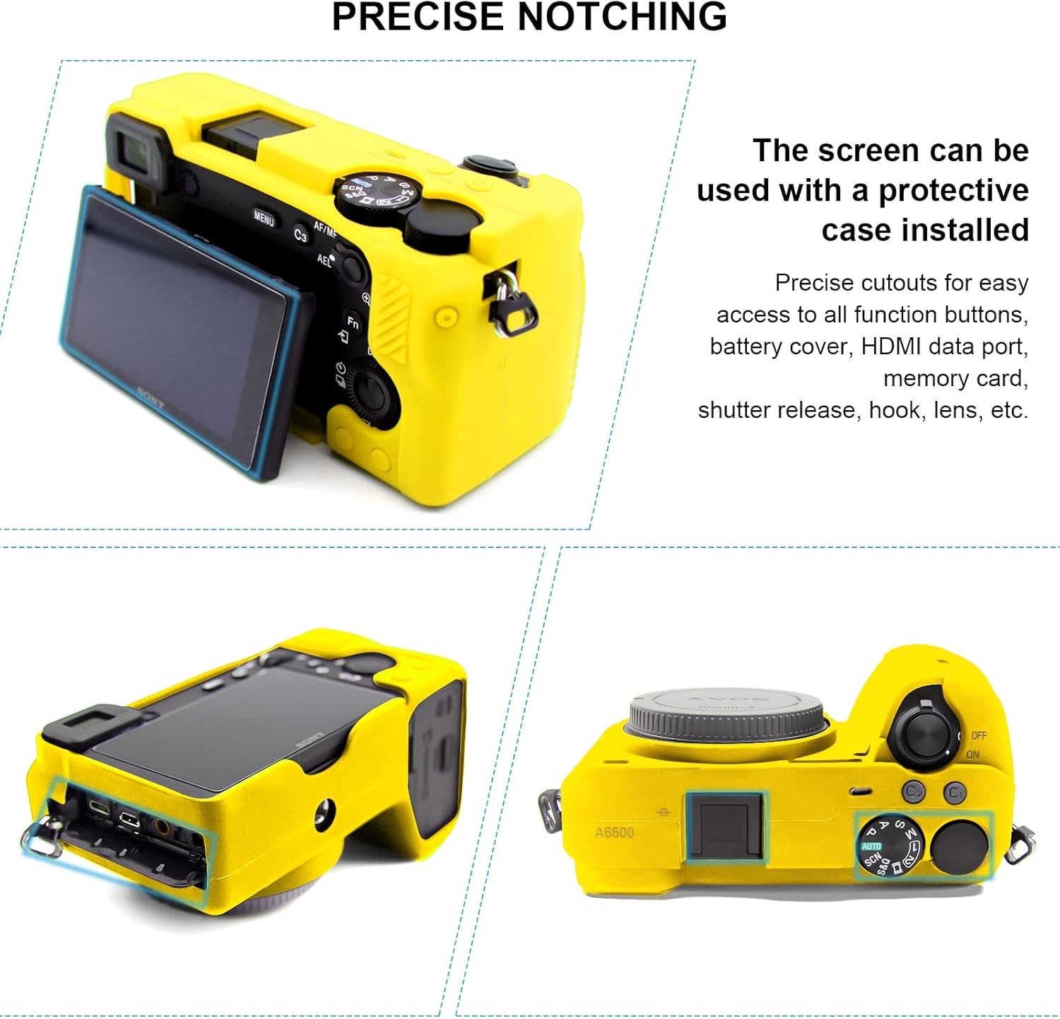 Easy Hood Funda para cámara Sony A6600 Alpha 6600 ILCE-6600 sin espejo, antiarañazos, ajuste delgado, funda protectora de goma de silicona suave