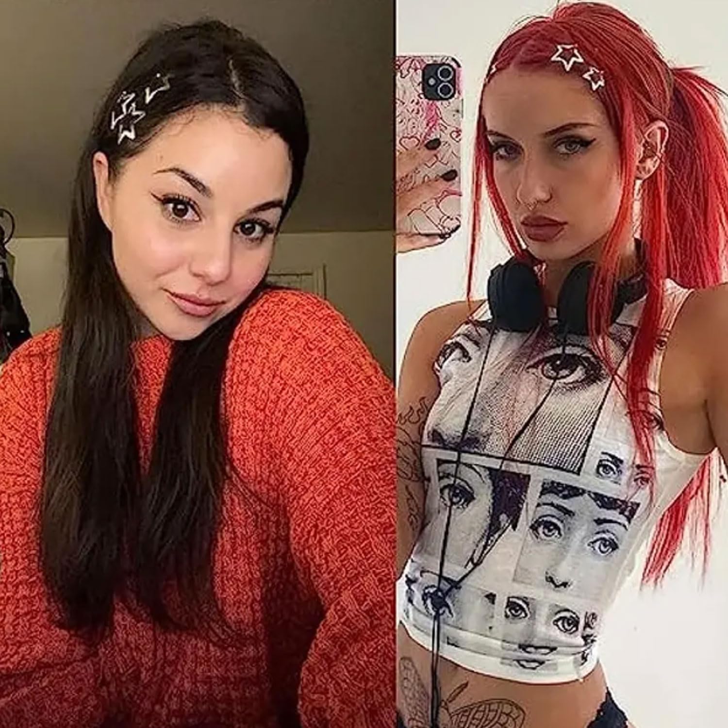 10 pinzas para el cabello con forma de estrella, diseño creativo de estrellas, antideslizantes, pinzas decorativas para el cabello Y2K de los años