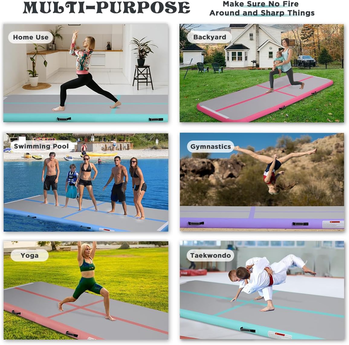 Inflatable Gymnastics Air Tumbling Track Mat 10ft 13ft 16ft 20ft, Air Tumble Track Mat with Electric Air Pump for Home Use Training Cheerleader Yoga