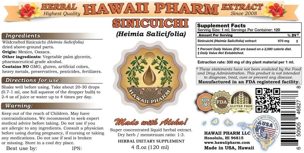 Extracto líquido de Sinicuichi, tintura de Sinicuichi (Heimia Salicifolia) 2×2 oz
