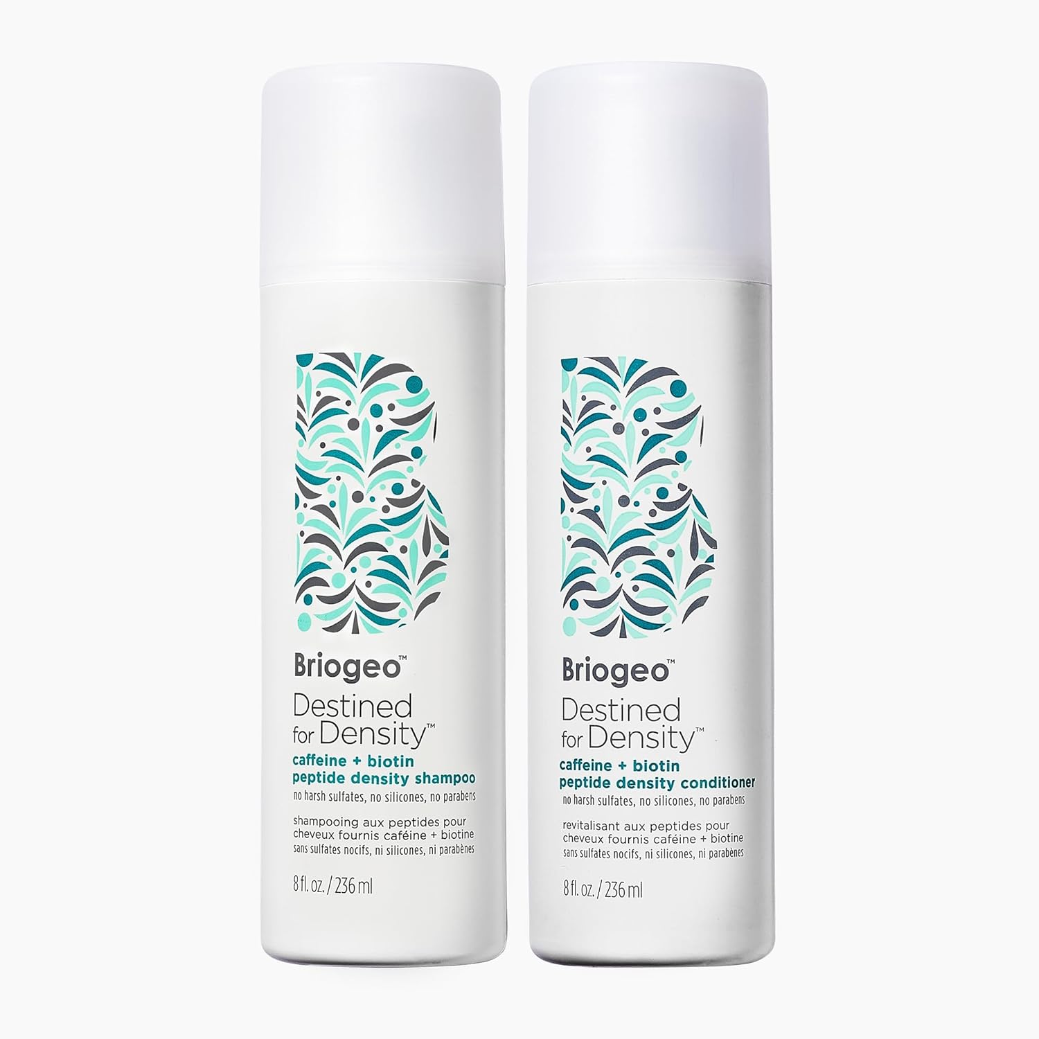 Briogeo Destinado a la densidad Cafeína + Biotina Peptide Champú y Acondicionador, Aumenta el grosor y la densidad del cabello, 8 onzas cada uno