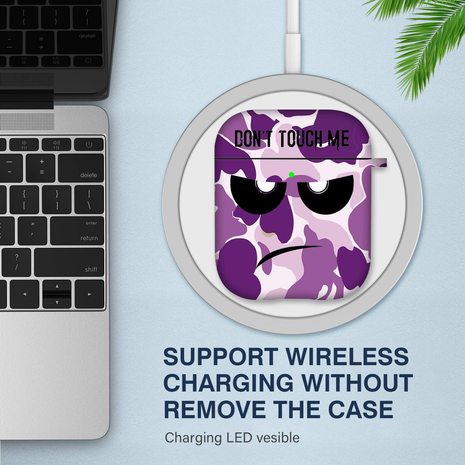 Funda para Airpods, Don’t Touch Me for Airpods Funda con llaveroCubierta suave linda a prueba de golpes para mujeres y hombres, compatible con funda