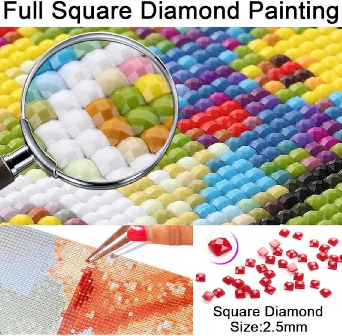 ZHANGBIN Kits de pintura de diamantes 5D para adultos y niños, BTS, kits de bordado de diamantes de perforación completa en punto de cruz, fotos de