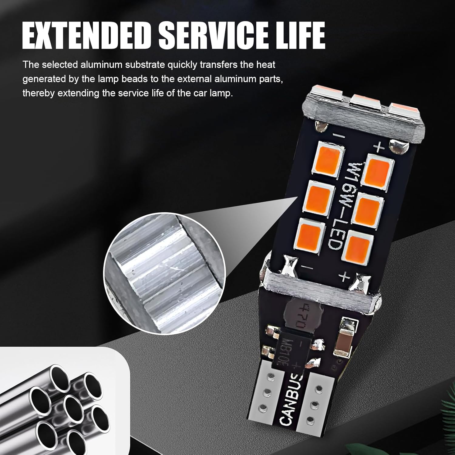 Pack-4 Car T15 LED Reversing Light, 2835-15SMD Bright Turn Signal Brake Light, Stable IC Driver Long Life Bulb, Universal Plug and Play Bulb
