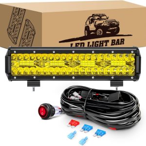GOOACC Barra de luz LED ámbar de triple fila de 12 pulgadas, 240 W, 30000 lúmenes, combo de luz de trabajo todoterreno con arnés de cableado para GOOACC Barra de luz LED ámbar de triple fila de 12 pulgadas, 240 W, 30000 lúmenes, combo de luz de trabajo todoterreno con arnés de cableado para