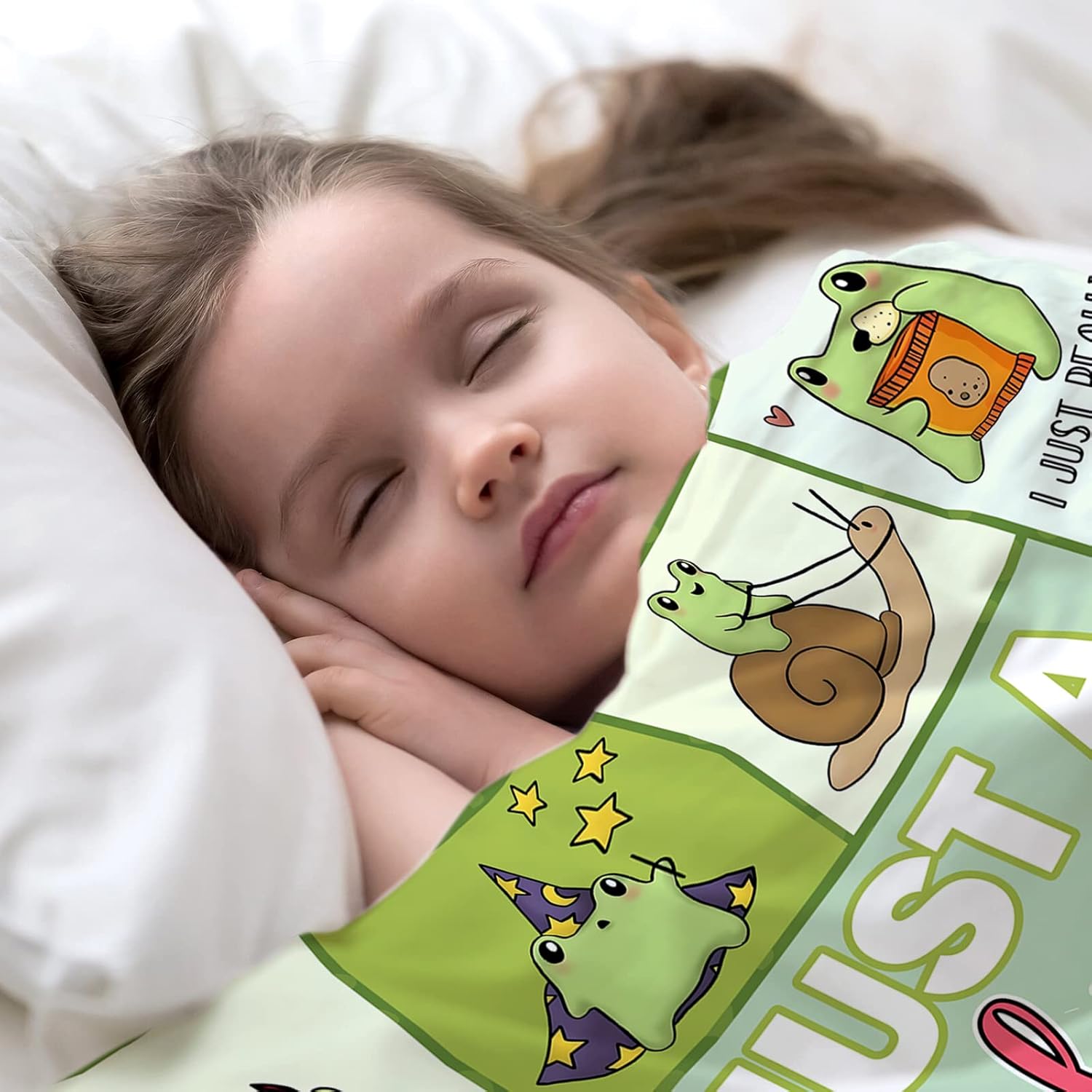 Just A Girl Who Loves Frogs Manta para niñas, suave y acogedora manta de franela esponjosa de rana verde, regalo para niños, 40 x 50 pulgadas,