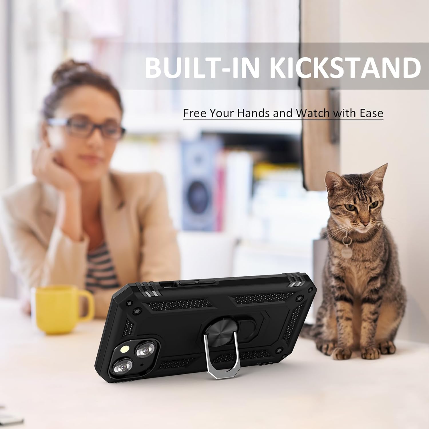 UKLCCU Funda de teléfono para iPhone 13 Mini iPhone 13 Mini Funda de teléfono para hombres Funda de armadura resistente con soporte y anillo para