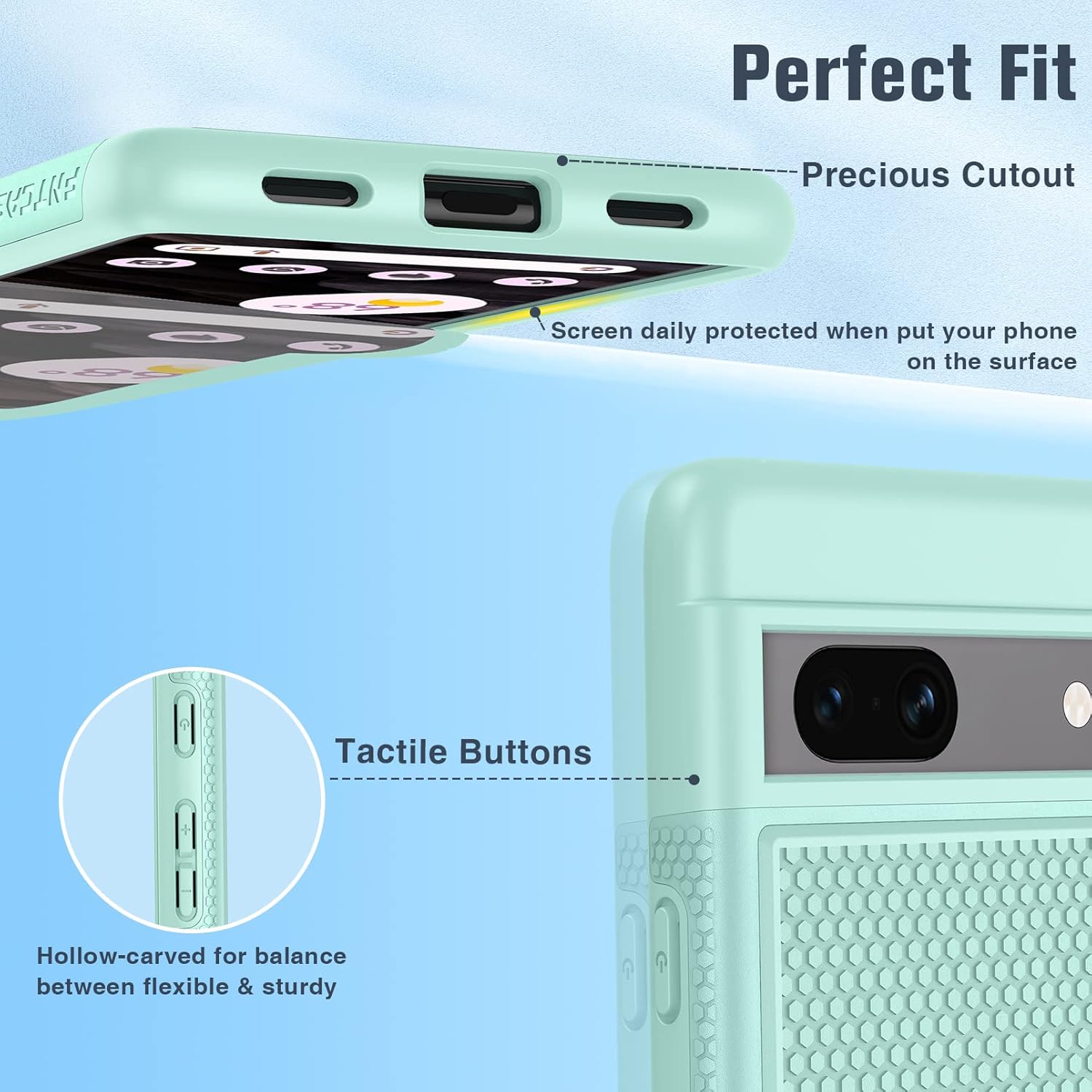 FNTCASE Funda para Google Pixel 7a funda protectora de doble capa resistente para teléfono celular, resistente a prueba de golpes, con parte trasera