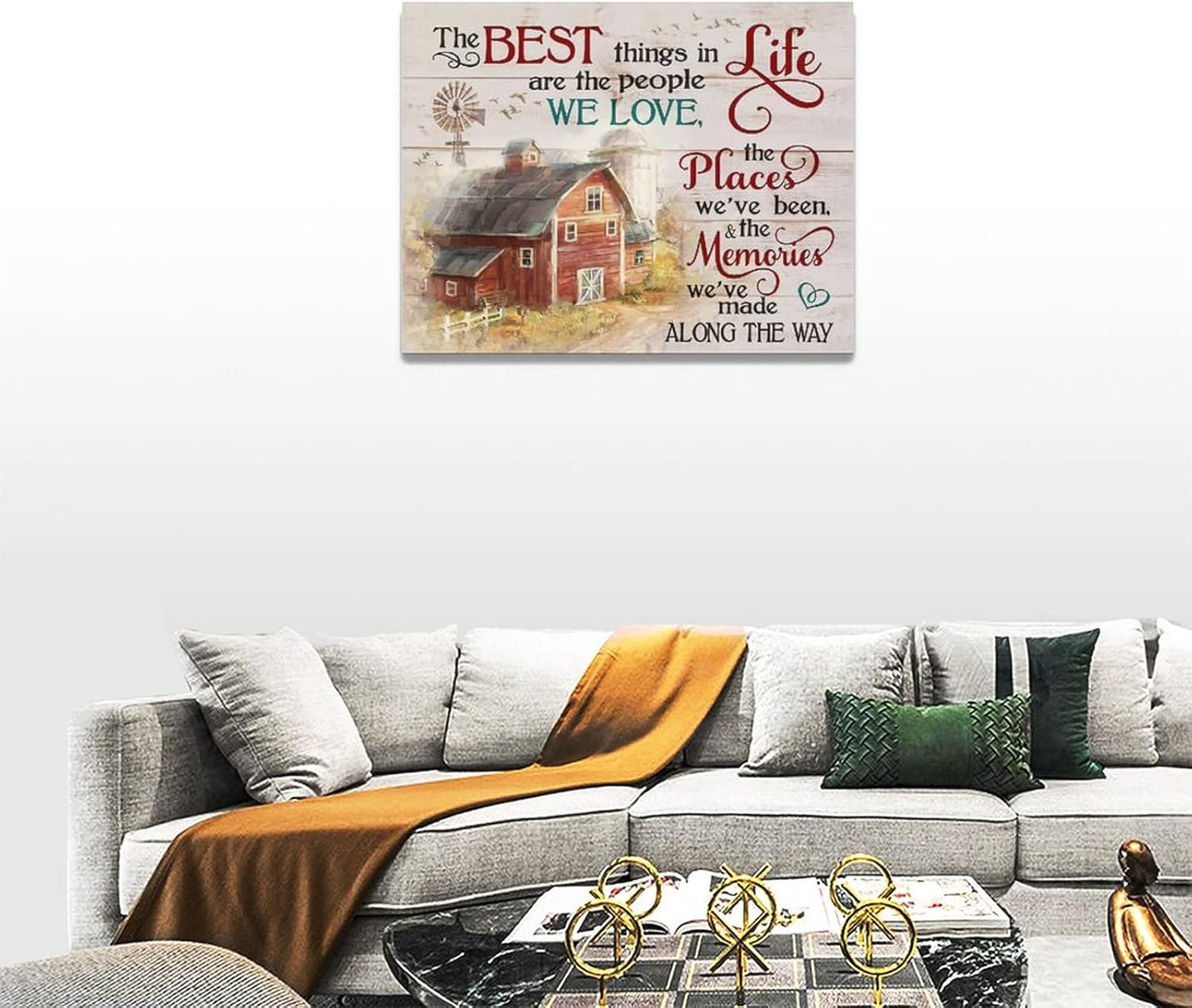 Arte de pared de granero rústico con cruz de granero, decoración de pared, citas de vida, impresiones en lienzo enmarcadas, arte moderno para el