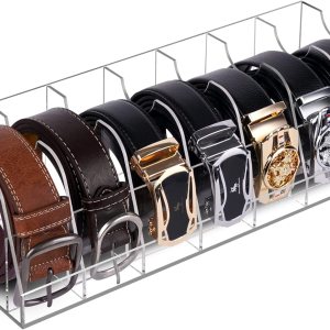 Organizador de almacenamiento de cinturón de acrílico, 7 compartimentos, caja transparente universal, ideal para el hogar, armario y tienda de ropa Organizador de almacenamiento de cinturón de acrílico, 7 compartimentos, caja transparente universal, ideal para el hogar, armario y tienda de ropa