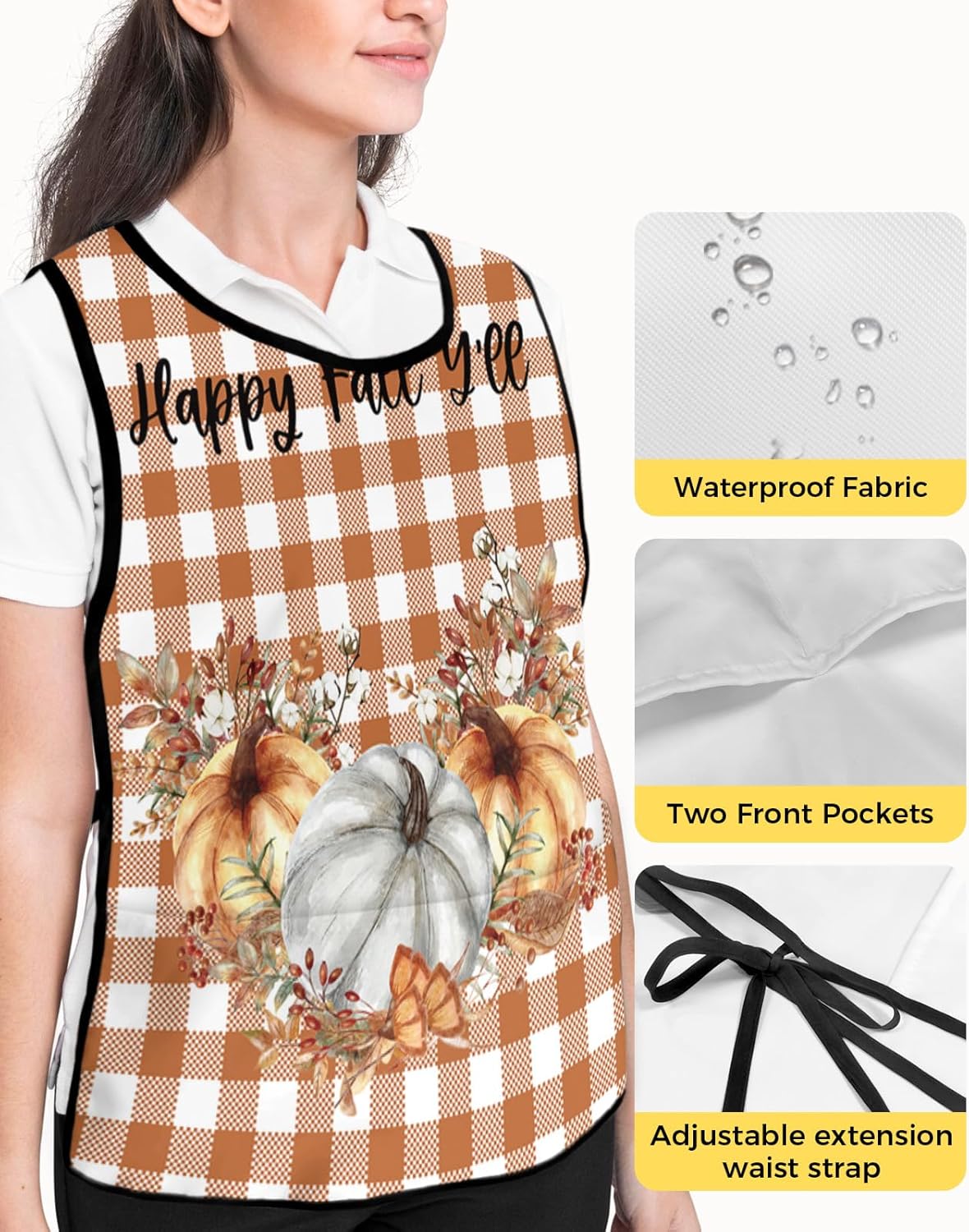 Universal Cobbler Apron with 2 Pockets Unisex Waterproof Chef Aprons Adjustable Washable Bib Apron