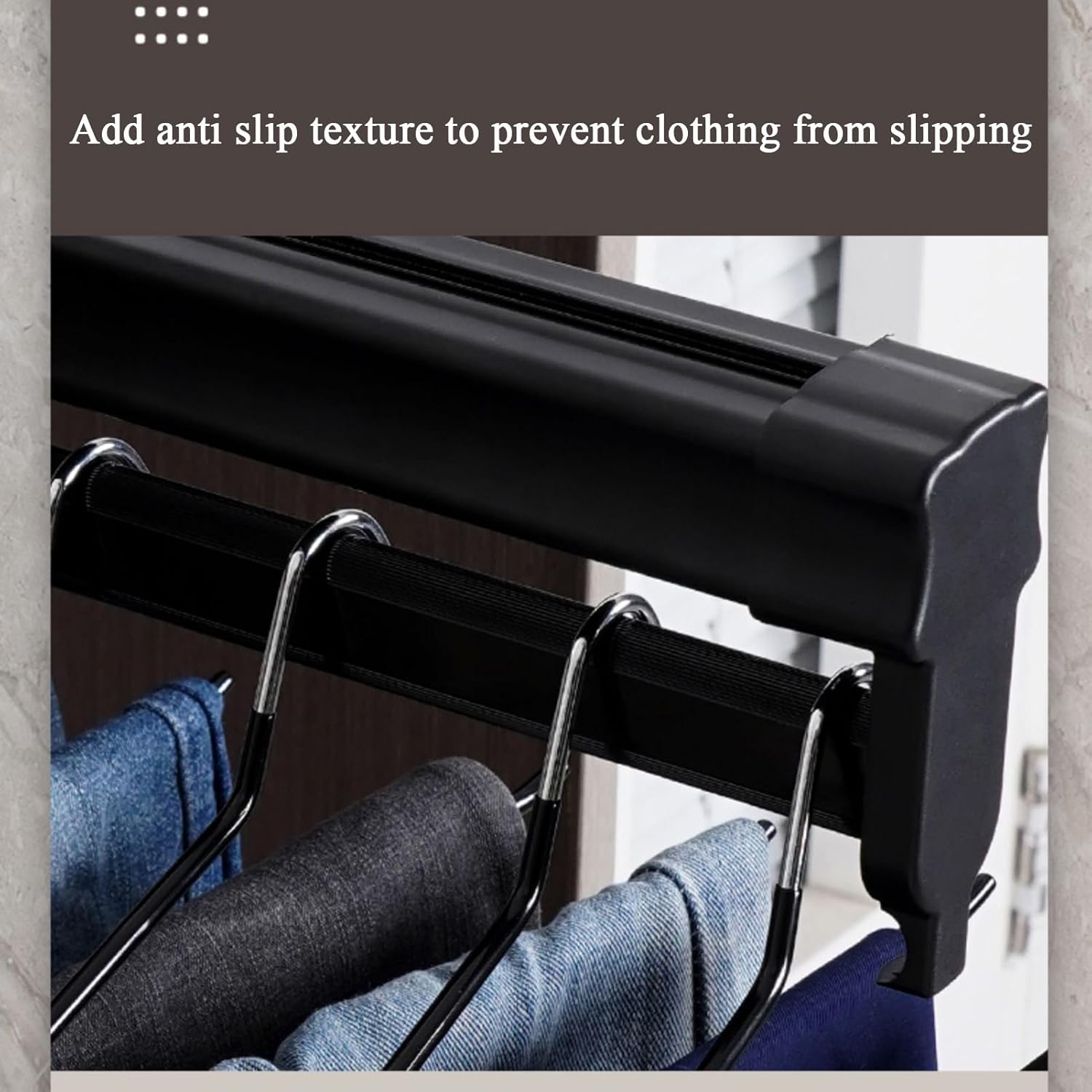 Percha de acero inoxidable extraíble para ropa, barra ajustable para armario, barra de perchero para pantalones, 55.1 lbs, negro, 10.236 in