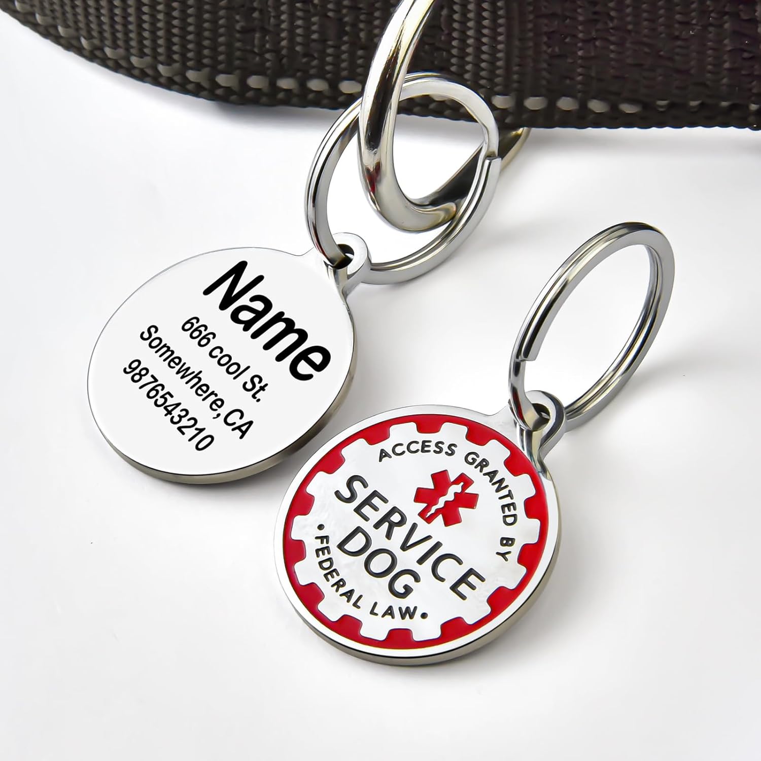 Etiqueta de identificación de perro de servicio personalizada grabada, etiquetas personalizadas de apoyo emocional ESA para perros y gatos, placa de