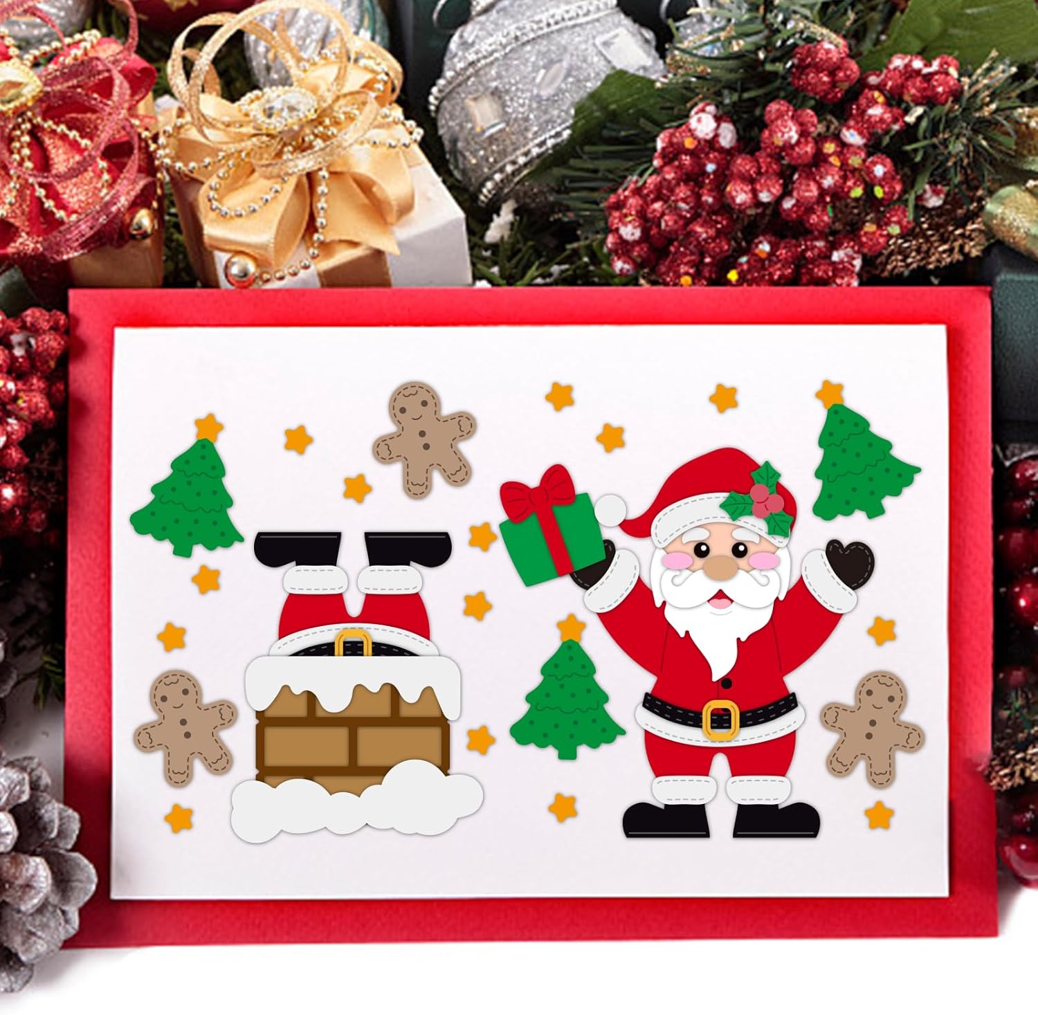 GLOBLELAND Juego de 22 troqueles de corte de Papá Noel para bricolaje, álbumes de recortes, de metal, para chimenea, troquelados, plantillas para