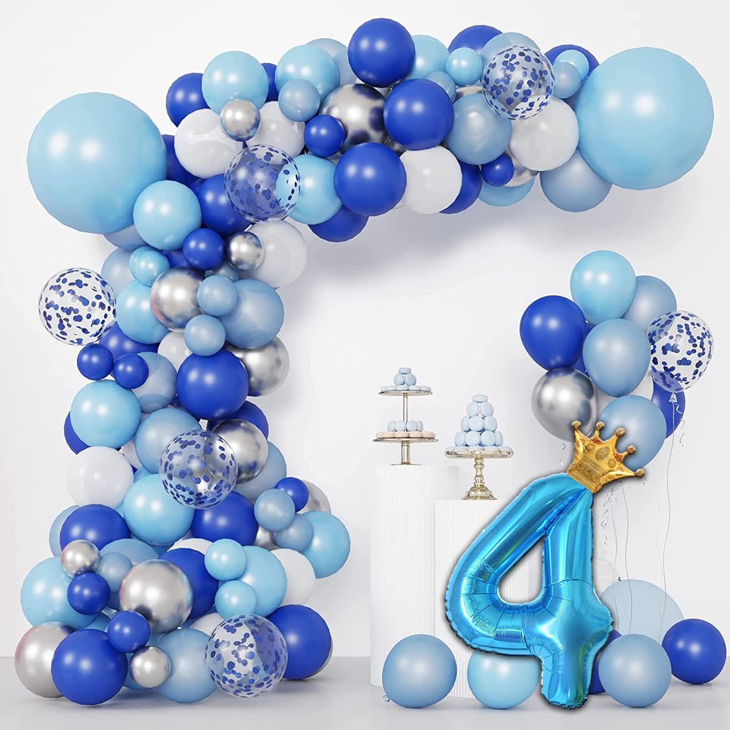 Globo azul de 40 pulgadas con número 6 y corona pequeña para decoraciones de fiesta de cumpleaños, decoraciones de fiesta de cumpleaños de 6 años,