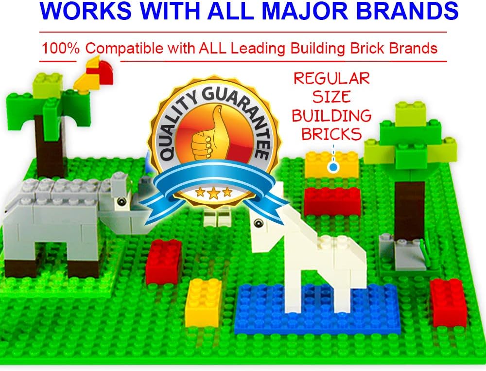 Brickyard Building Blocks Lego – Placa base compatible  Paquete de 8 placas base grandes de 10 x 10 pulgadas para ladrillos de juguete, actividades