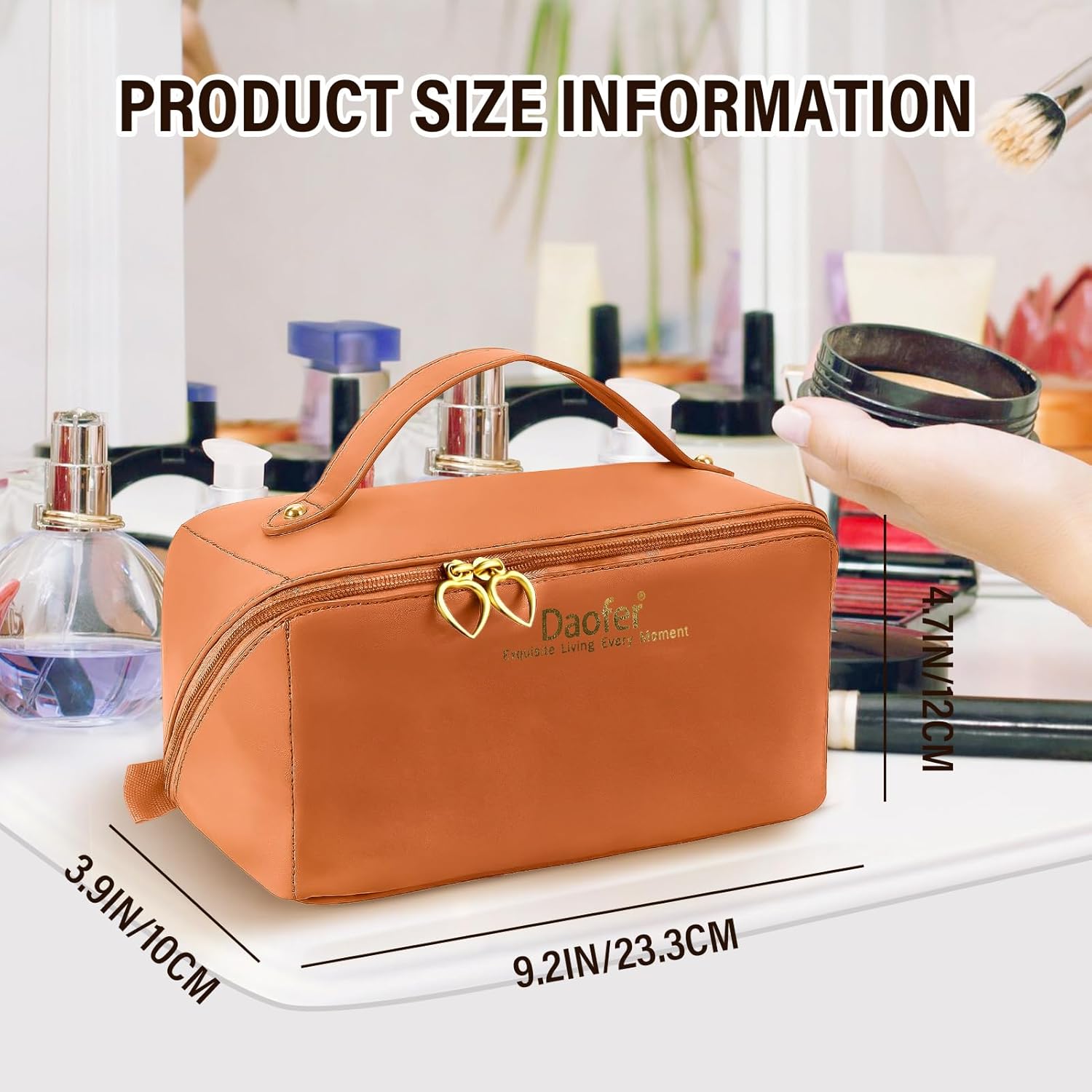 Bolsa de maquillaje organizador de cosméticos de viaje bolsa de aseo de viaje de gran capacidad para mujer, bolsa de cosméticos impermeable con asa