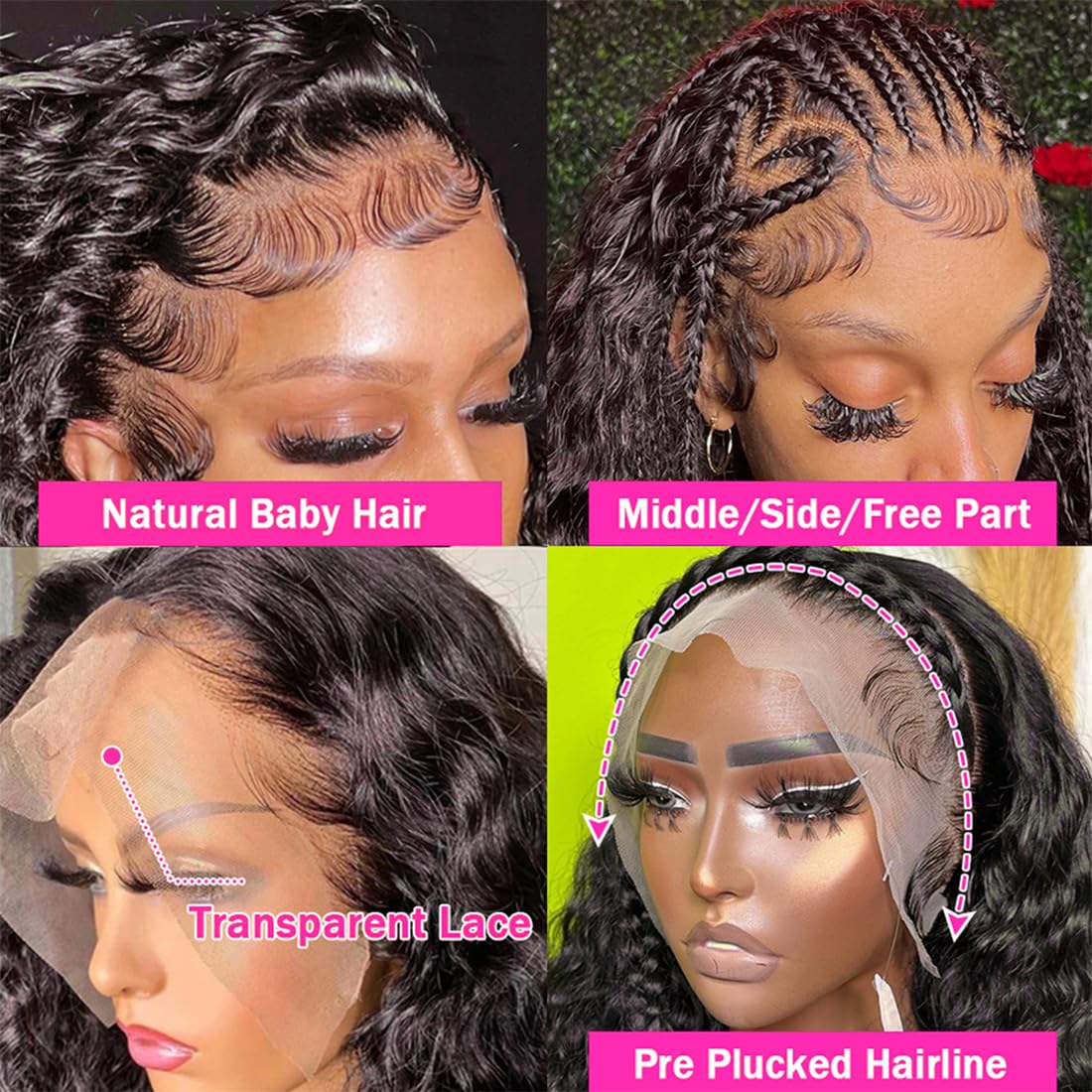 Pelucas de cabello humano ondulado con encaje frontal transparente HD de 13 x 6 y 250 de densidad, sin pegamento, precortadas, precortadas, con