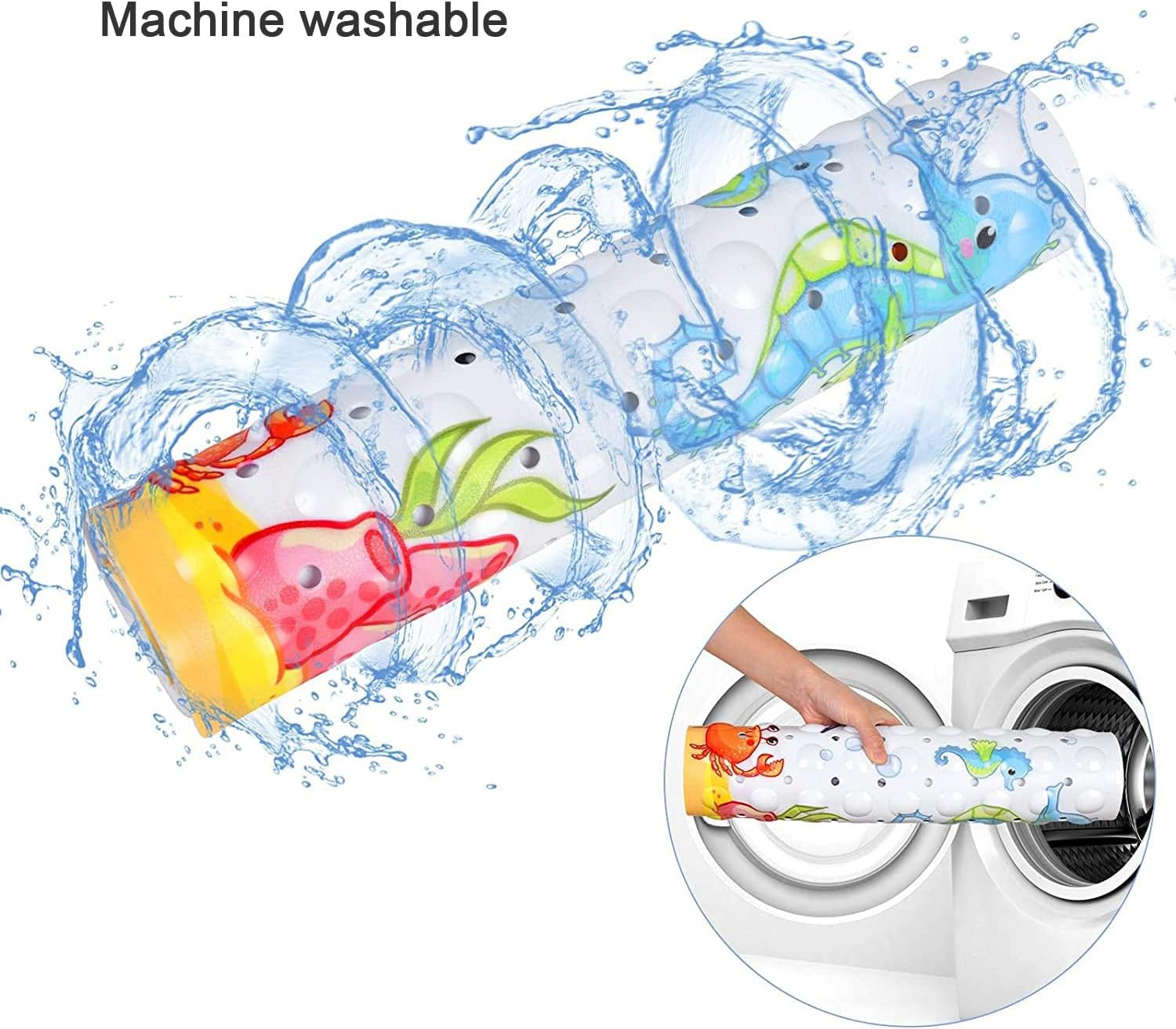 Tapete de baño antideslizante para baño interior para niños, niñas y niños, tapete de ducha de animales marinos de dibujos animados, tapete de baño