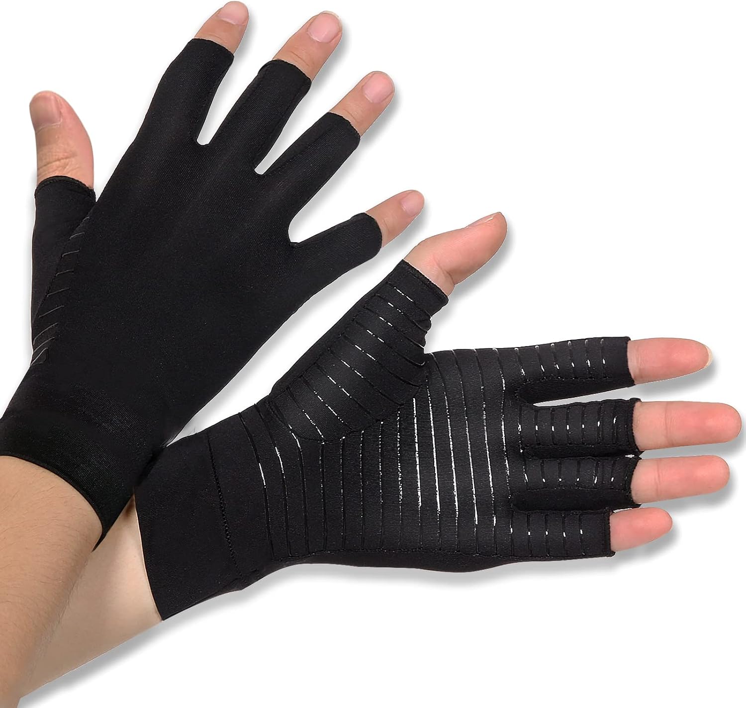Donfri Guantes de compresión de cobre para artritis para mujeres y hombres, alivian el dolor de manos, la hinchazón y el túnel carpiano (1 par,