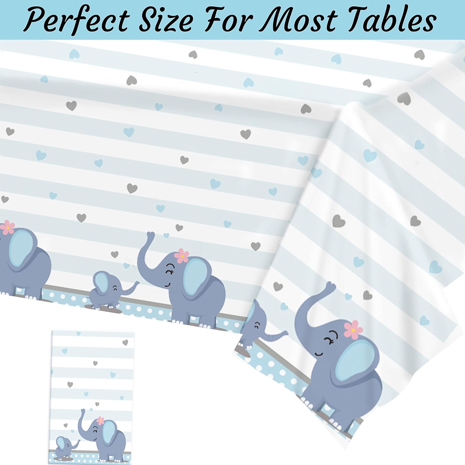 201 piezas de decoración de baby shower de elefante azul para niños, suministros de fiesta de cumpleaños para bebé, mantel, platos de papel,