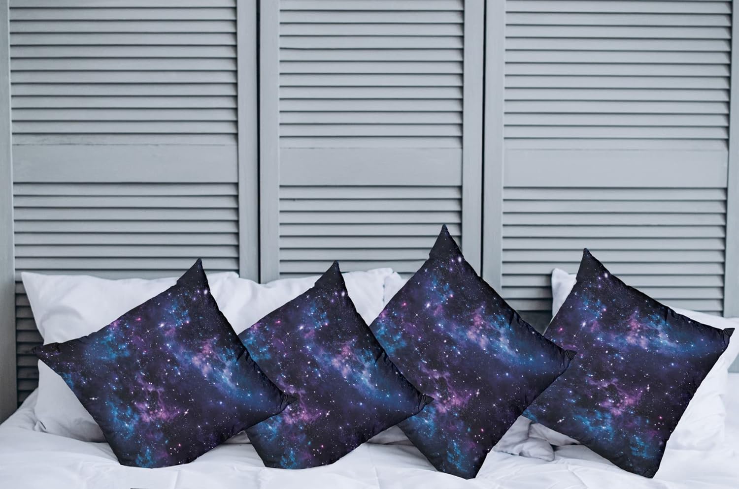 Ambesonne Paquete de 4 fundas de cojín espaciales, diseño de cielo místico, cúmulos de estrellas, cosmos, nebulosa, paisajes celestiales, obras de