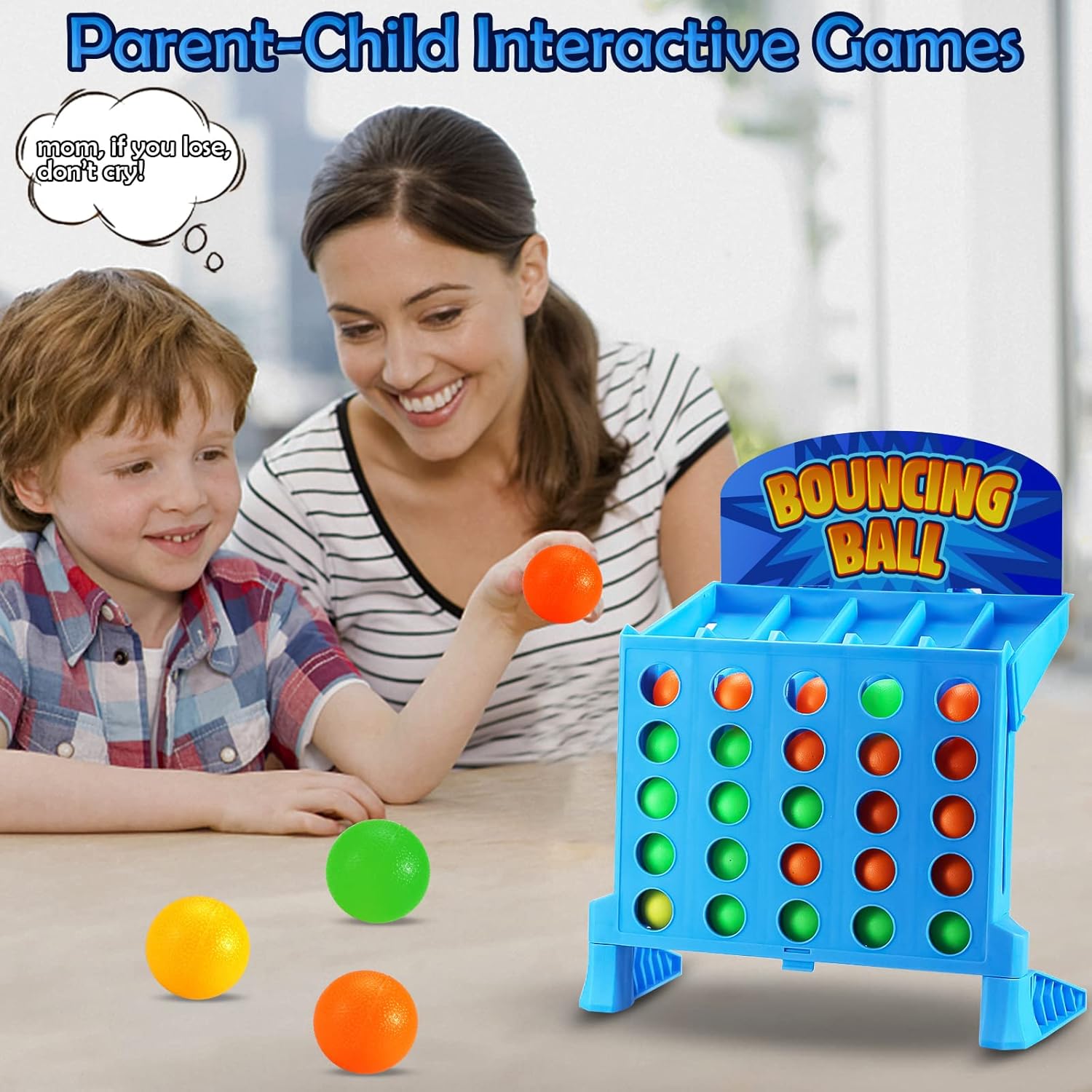 Linking 4 Shots Game, Bounce Off Party Game Jumping Ball Tabletop Game for Kids, 4 in a Row Parent-Child Interaction Board Game Educational Toy for