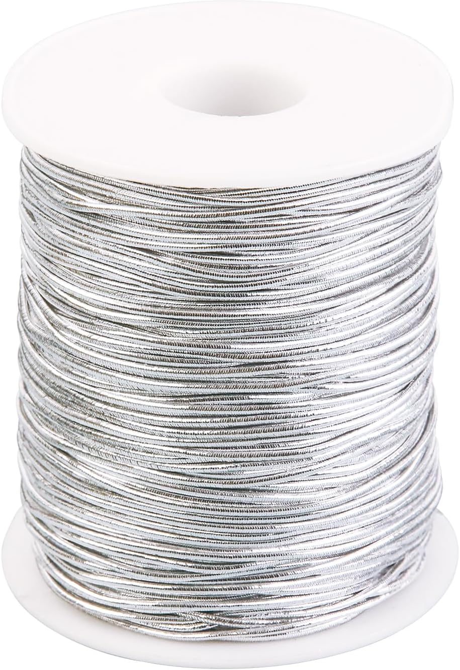 Cuerda elástica metálica para pulseras, 0.039 pulgadas, 330 pies, cuerda elástica plateada para hacer joyas, collares, cuentas, cuerda de