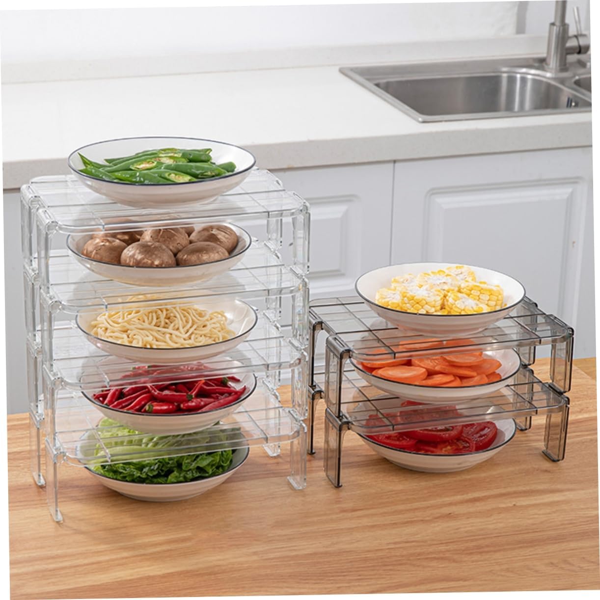 HOMSFOU Estante para refrigerador, suministros de cocina, gabinete, organizador, organizador de cocina, estante de almacenamiento, estantes de
