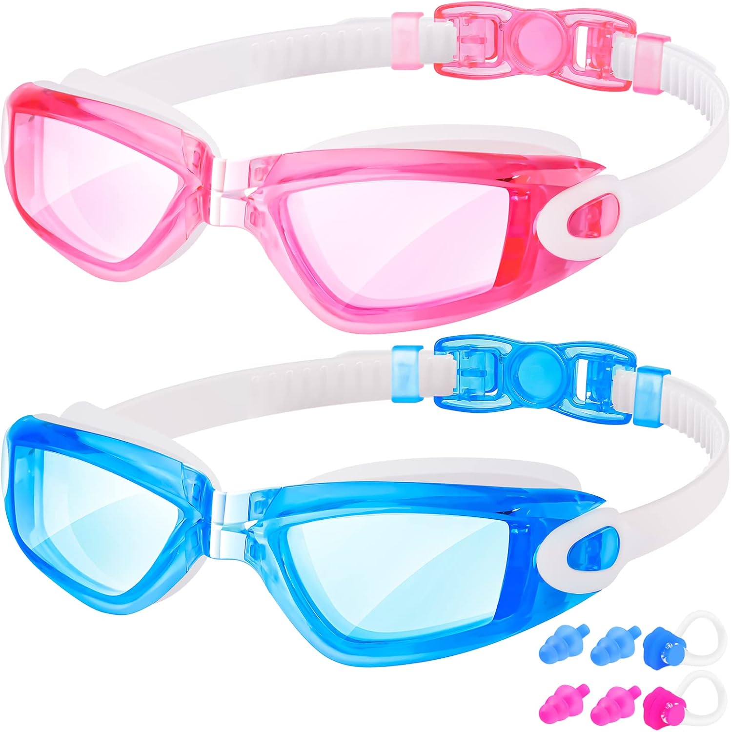 EasYoung Gafas de natación para niños, paquete de 2 gafas de natación para niños, adolescentes, niños y niñas de 4 a 16 años, gafas impermeables