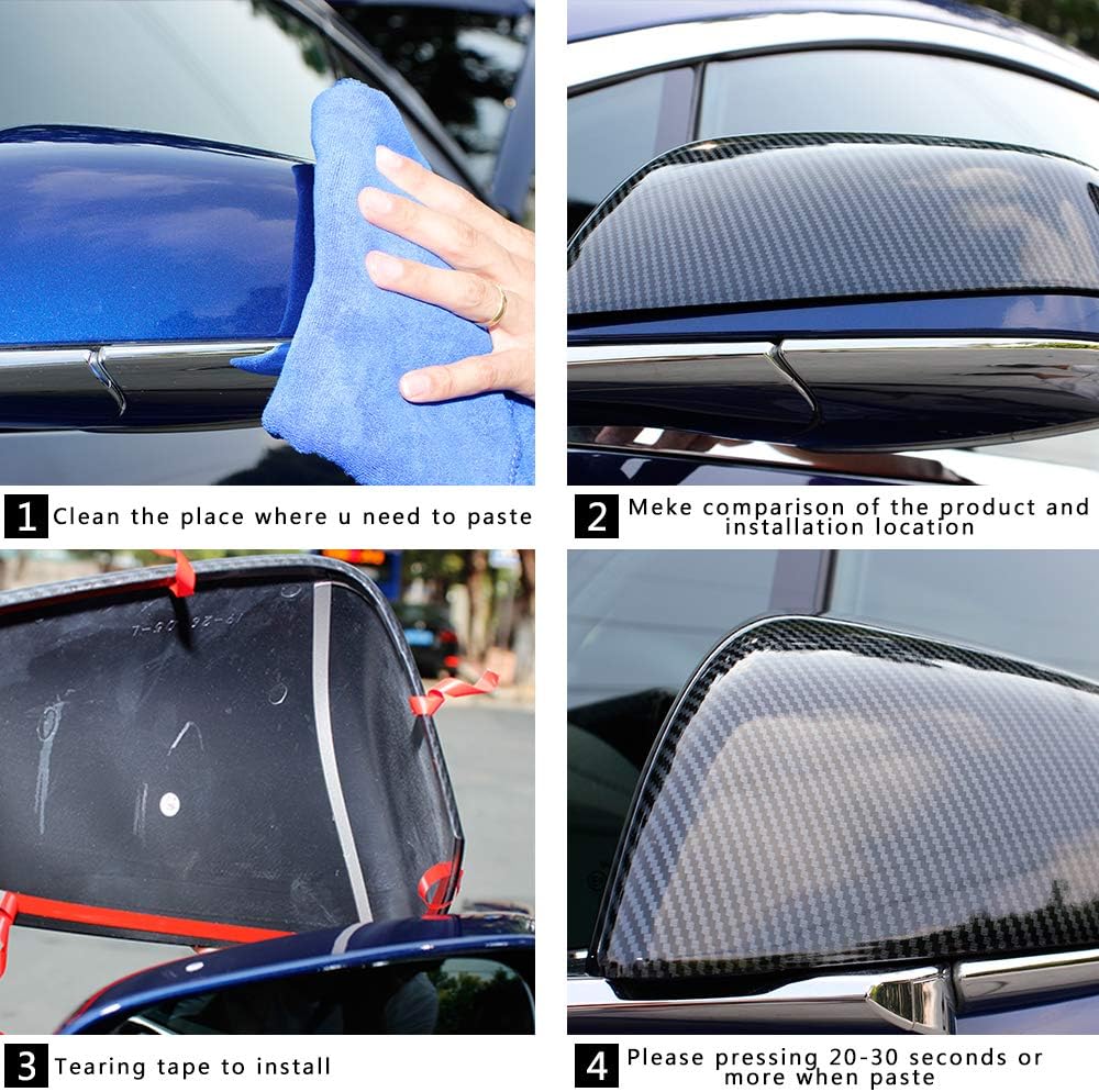 Cubierta de espejo lateral para Tesla Model S 2016-2020, accesorios de automóvil, plástico ABS, fibra de carbono, decoración exterior negra mate