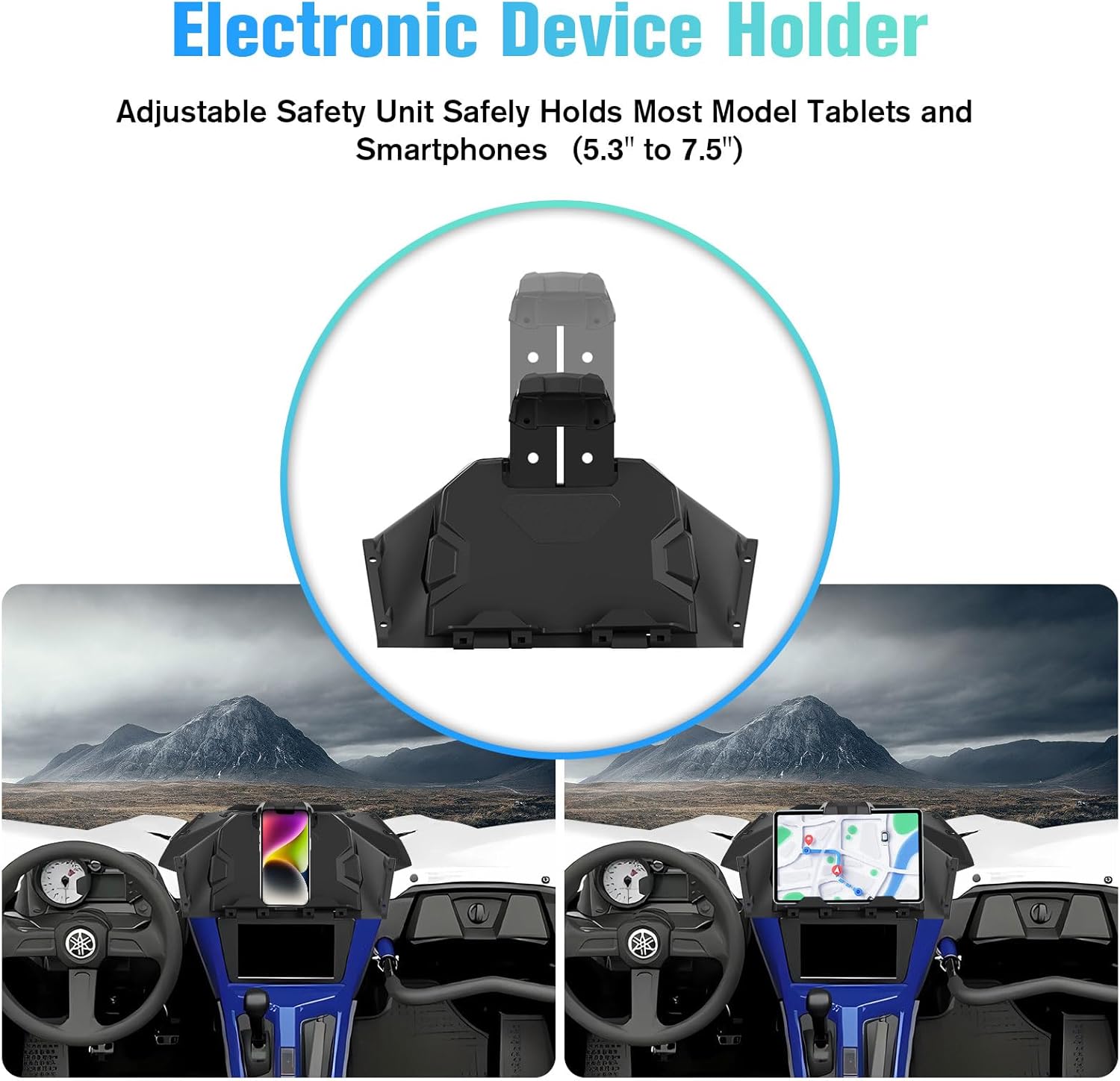Soportes para dispositivos eléctricos con caja de almacenamiento, bandeja organizadora para Yamaha YXZ 1000, soporte de teléfono GPS para Ipad para