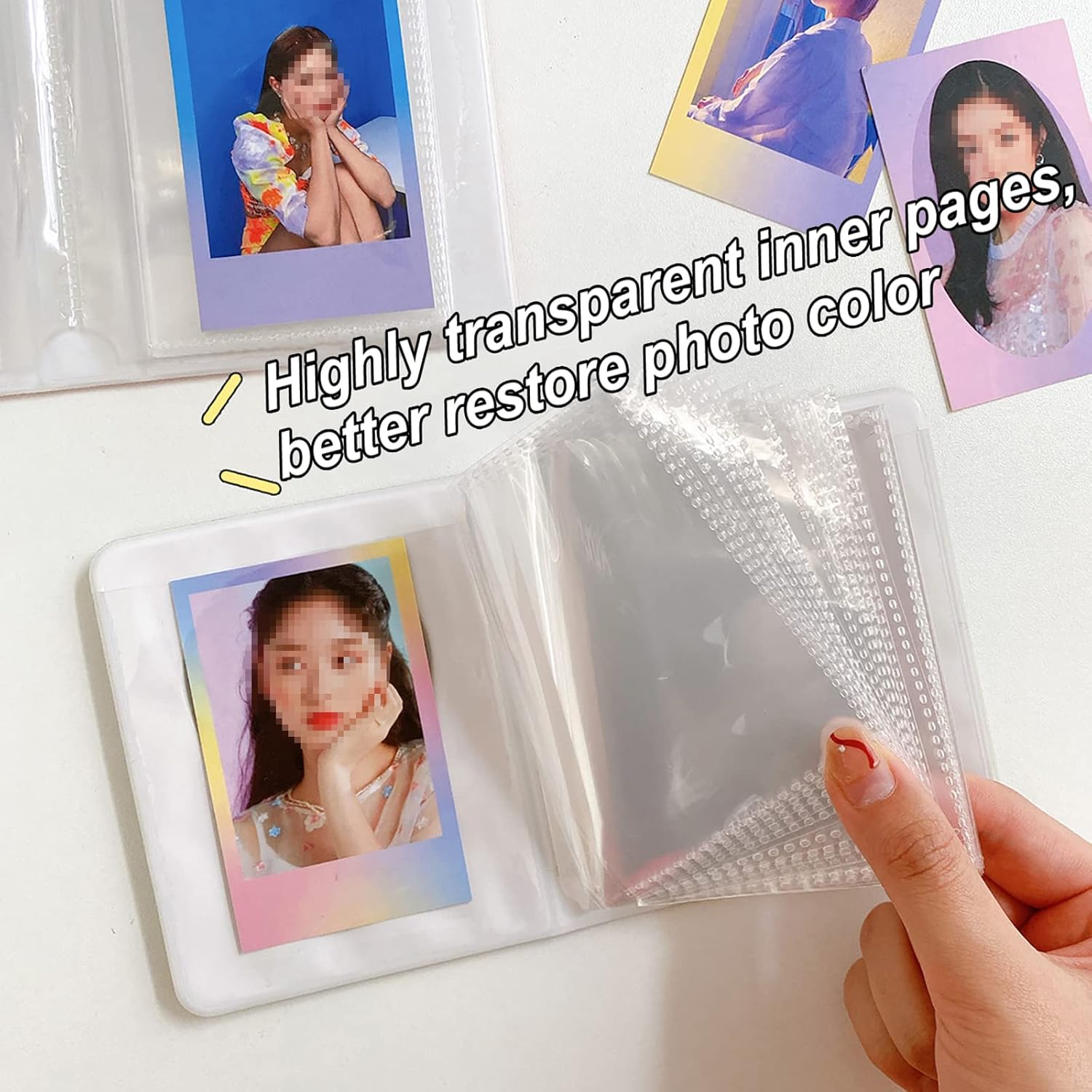 SZHTSWU Mini álbum de fotos de 40 bolsillos, soporte para tarjetas fotográficas Kpop de 3 pulgadas, carpeta pequeña para tarjetas fotográficas,