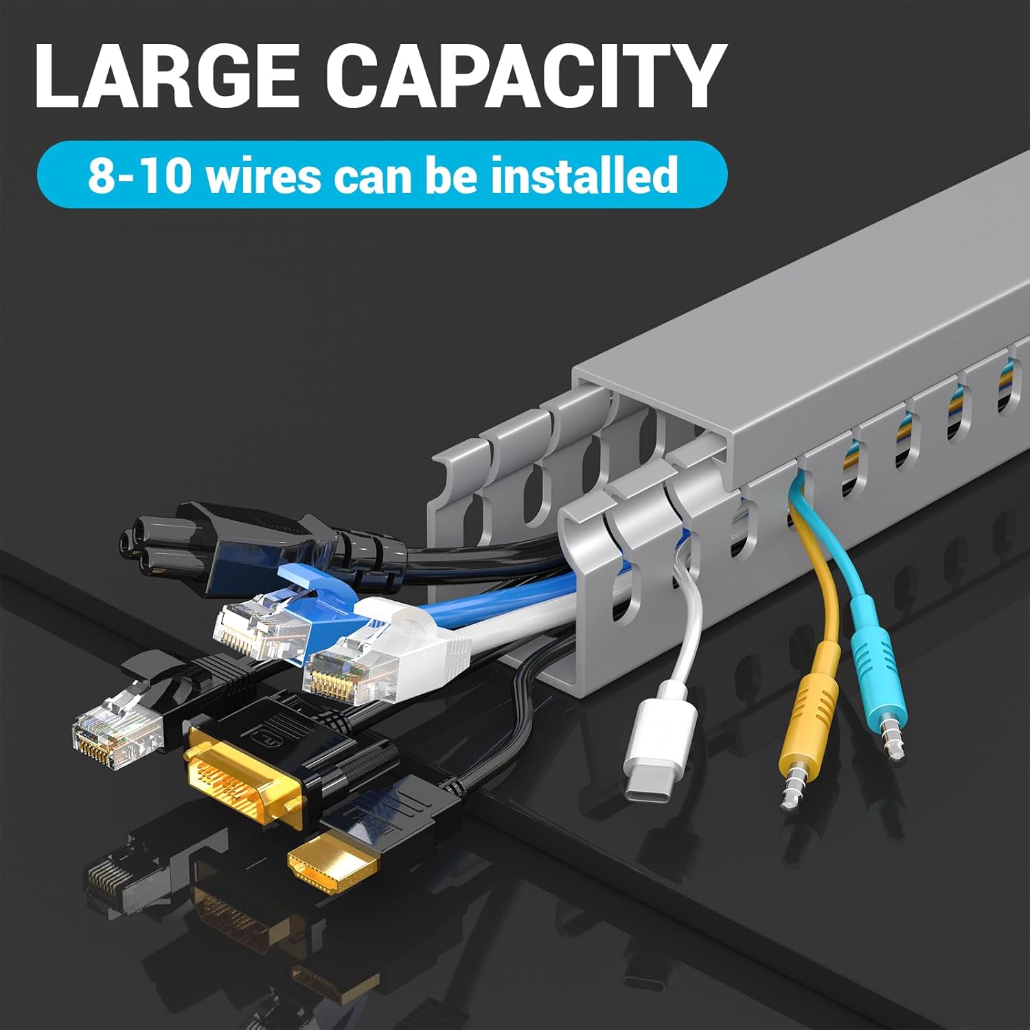 Kit de conductos de cable de ranura abierta, 31.4 pulgadas (2 x 15.7) para administración de cables para rack de servidores, canaleta de gestión de